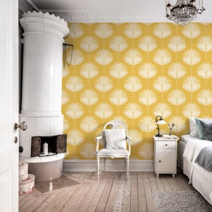 Palm Leaves - Mustard Yellow and White 1