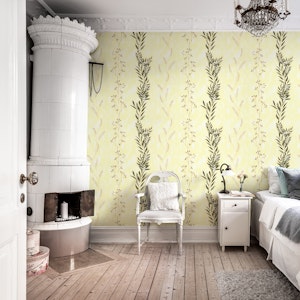 Rustic Botanical Stripes Yellow