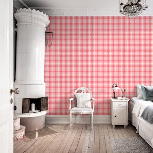 pink gingham handdrawn plaid