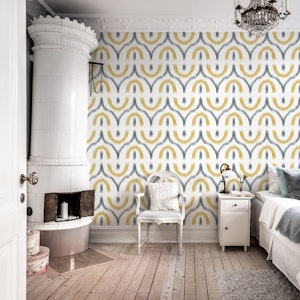 Ikat Waves in Yellow and Navy Blue