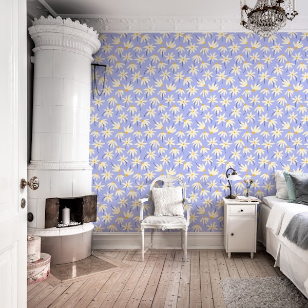 Drifting Daisies Pattern #2 - periwinkle yellow