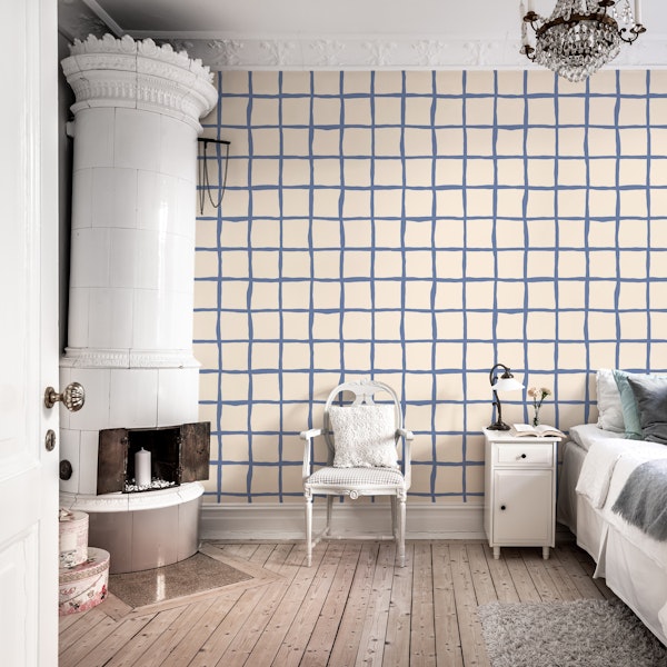 Checkers Ocean Nautical Coastal Blue Ivory XL