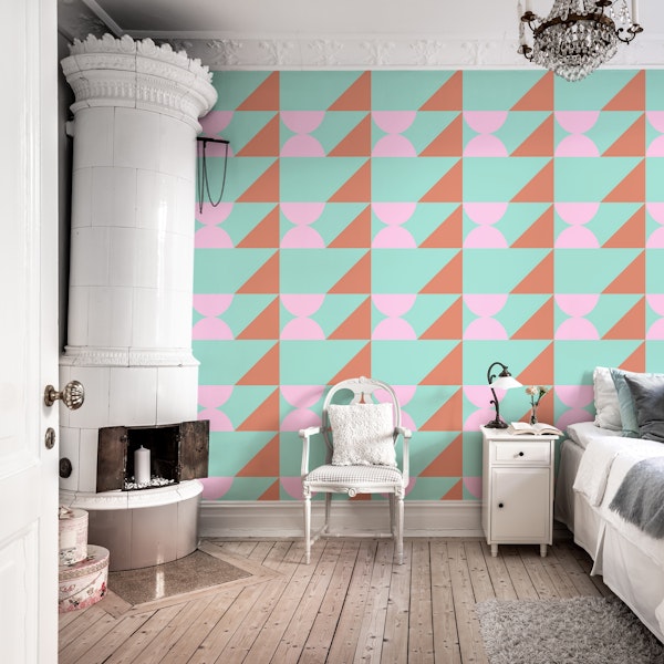 Bright Mint Pastel Geometric Shapes Pattern