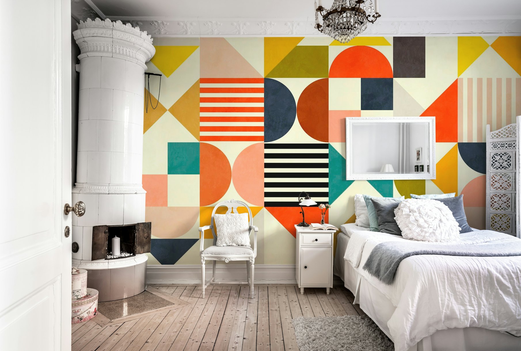 bauhaus playfull geometric wallpaper