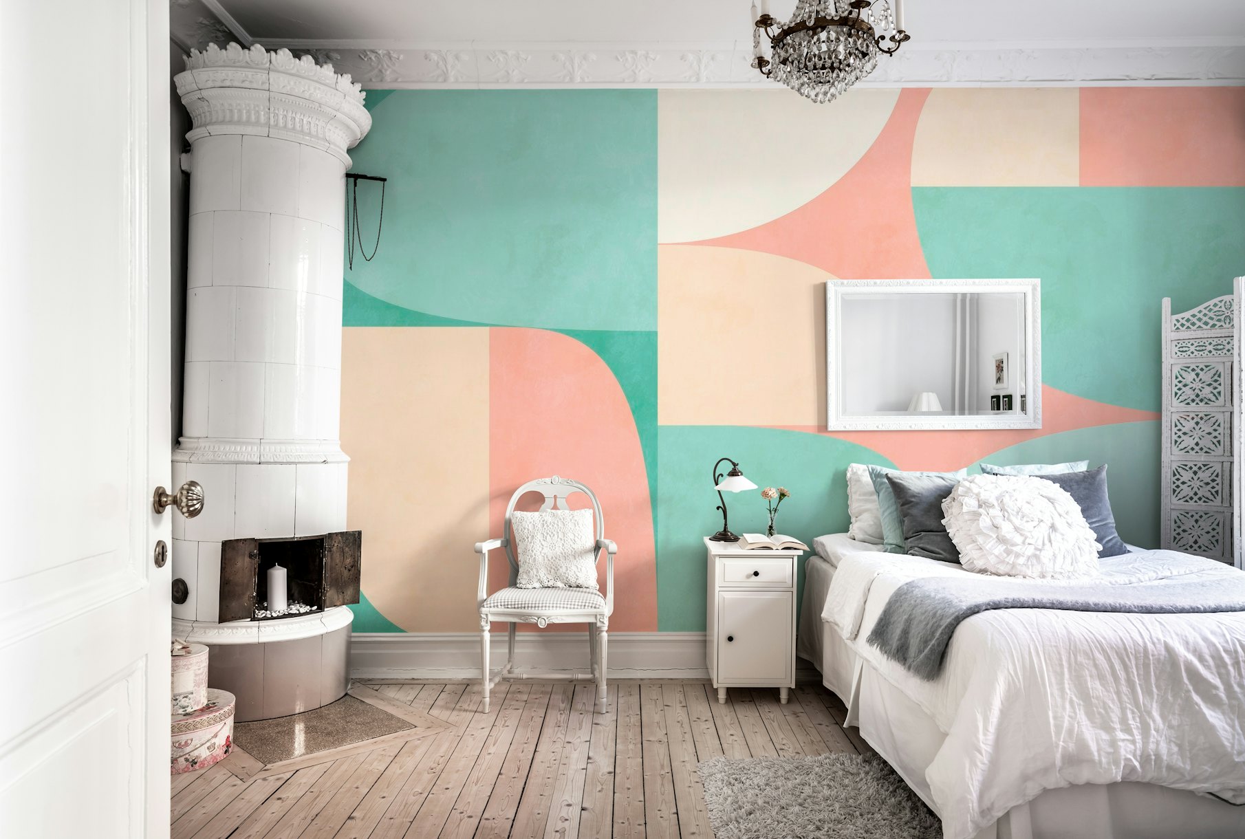 mid centuiry modern pastel wallpaper