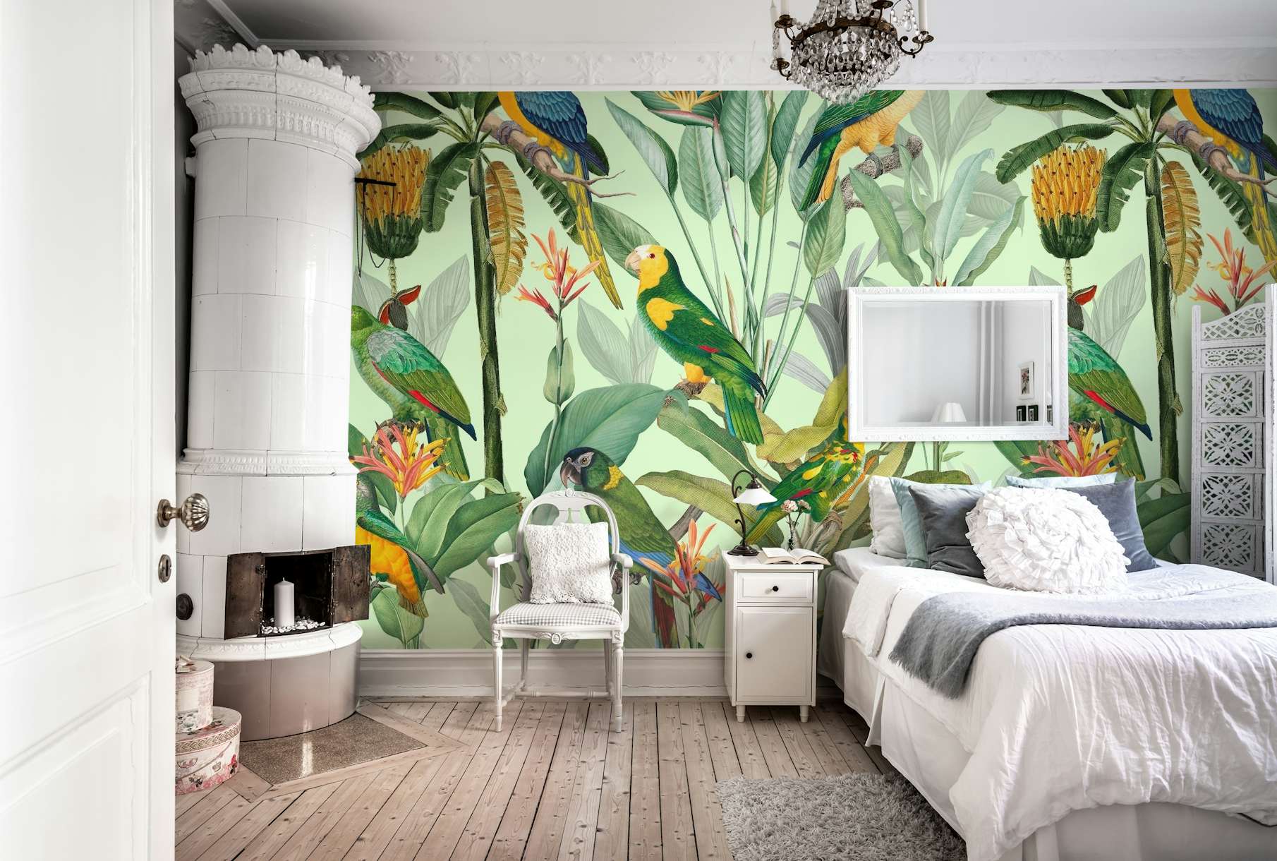 Bananas and Parrots Jungle wallpaper