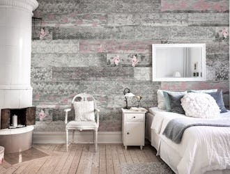Vintage Wood Tiles Pink Grey