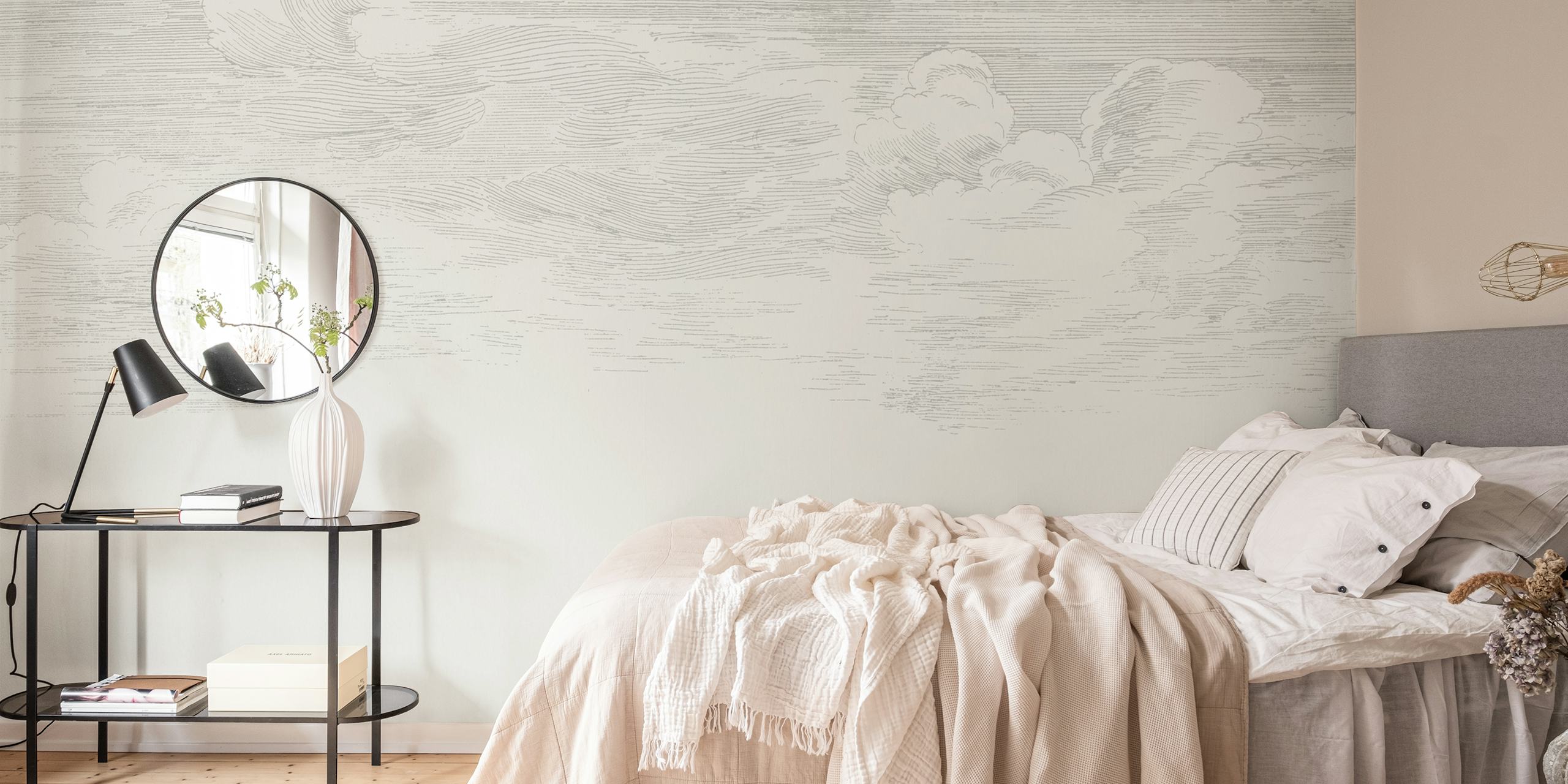 Papel de parede Cloud lines exibido em uma sala