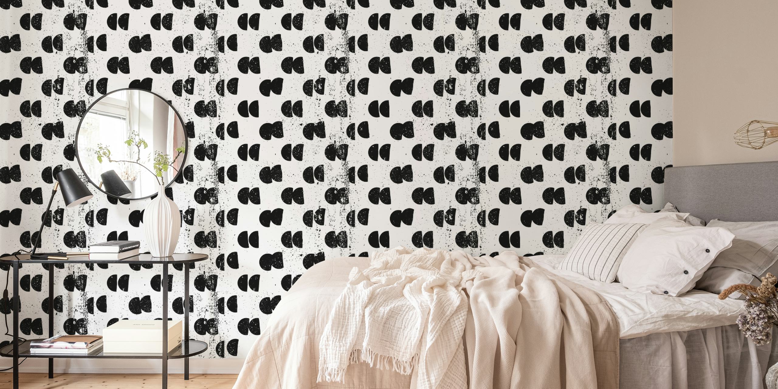 Papel pintado Black and white semi circles en una habitación