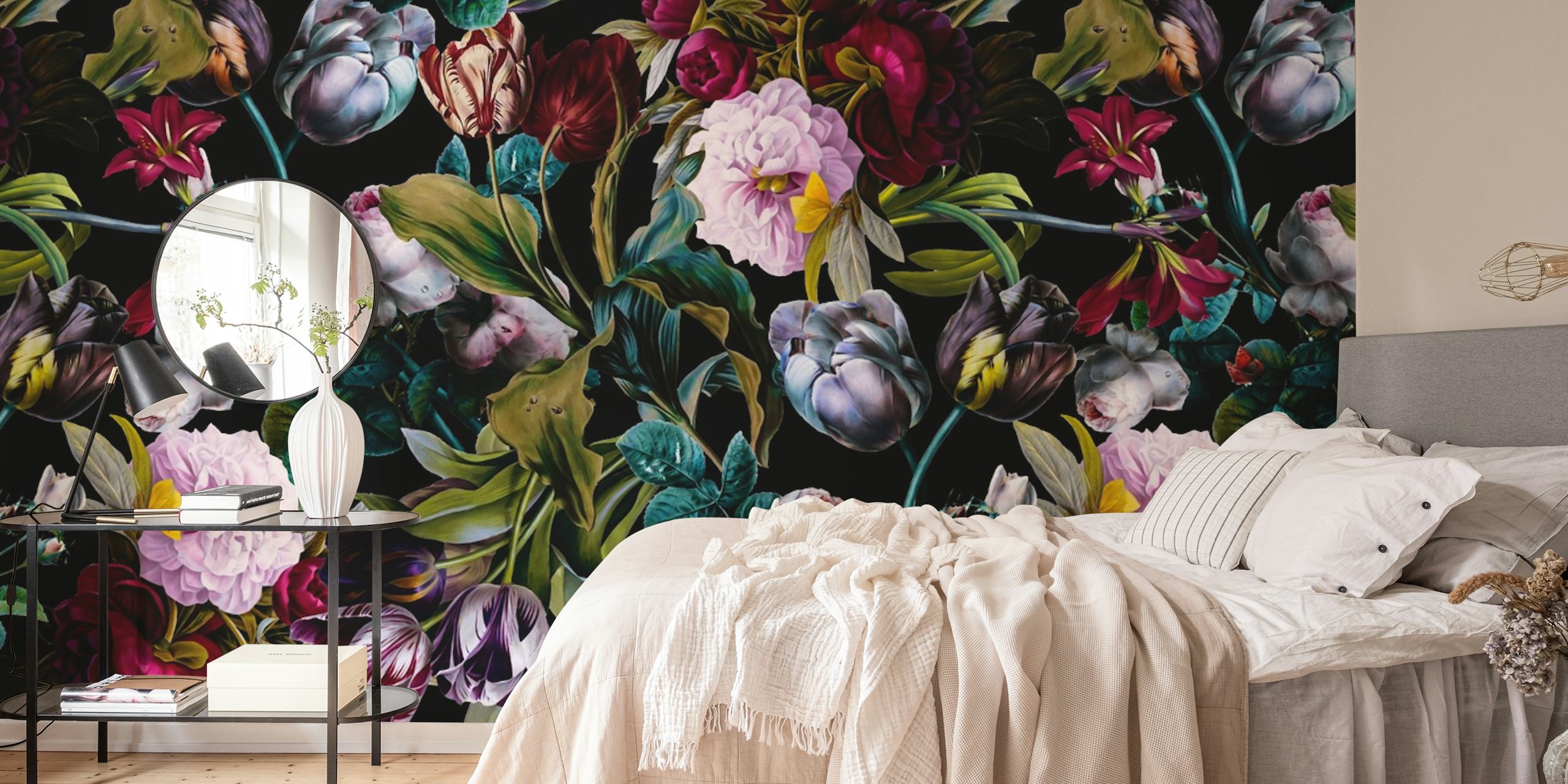 Papel de parede Night Forest-X em um ambiente de quarto