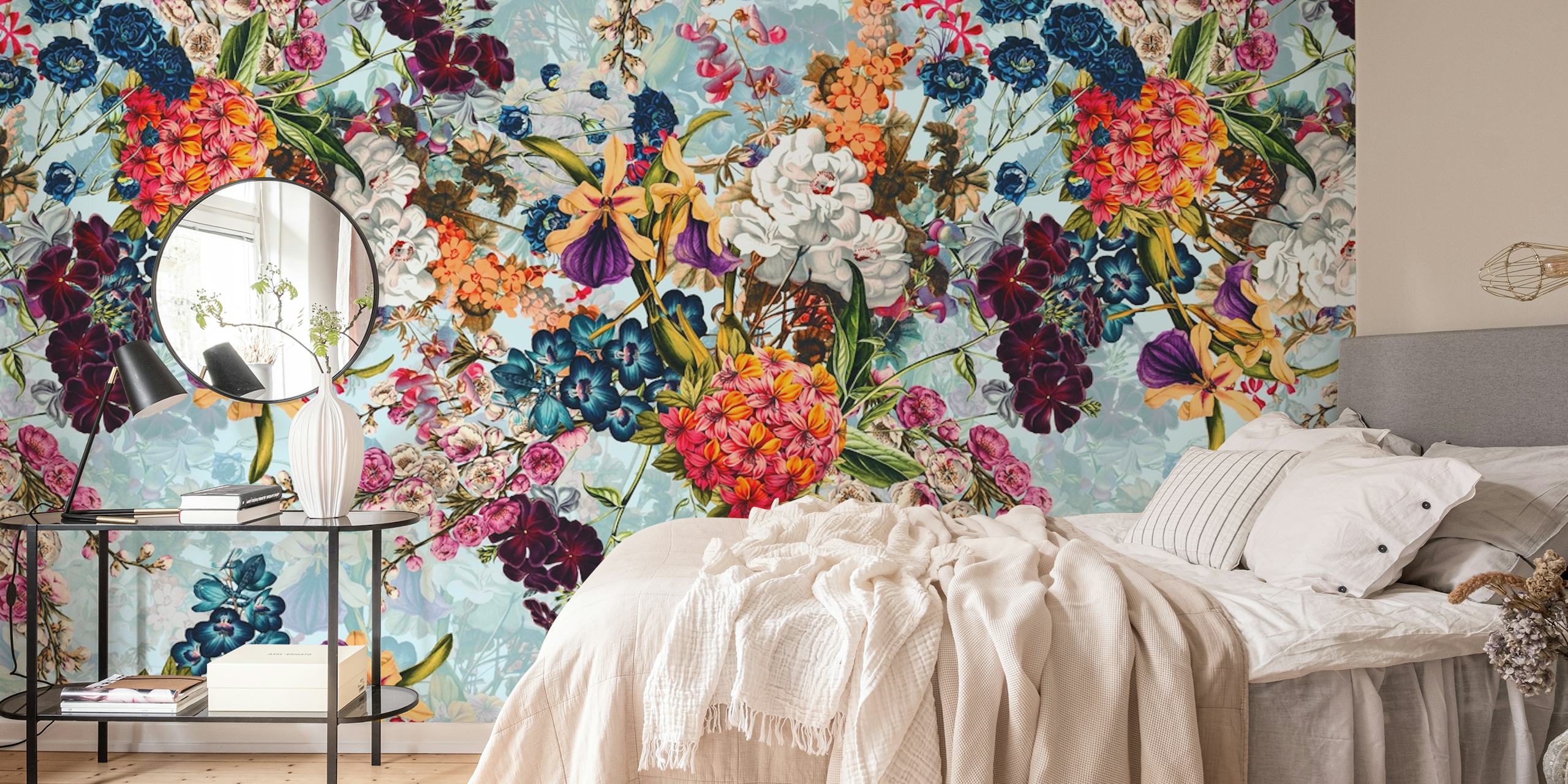 Colorful Summer Botanical Garden wall mural with various vibrant flowers