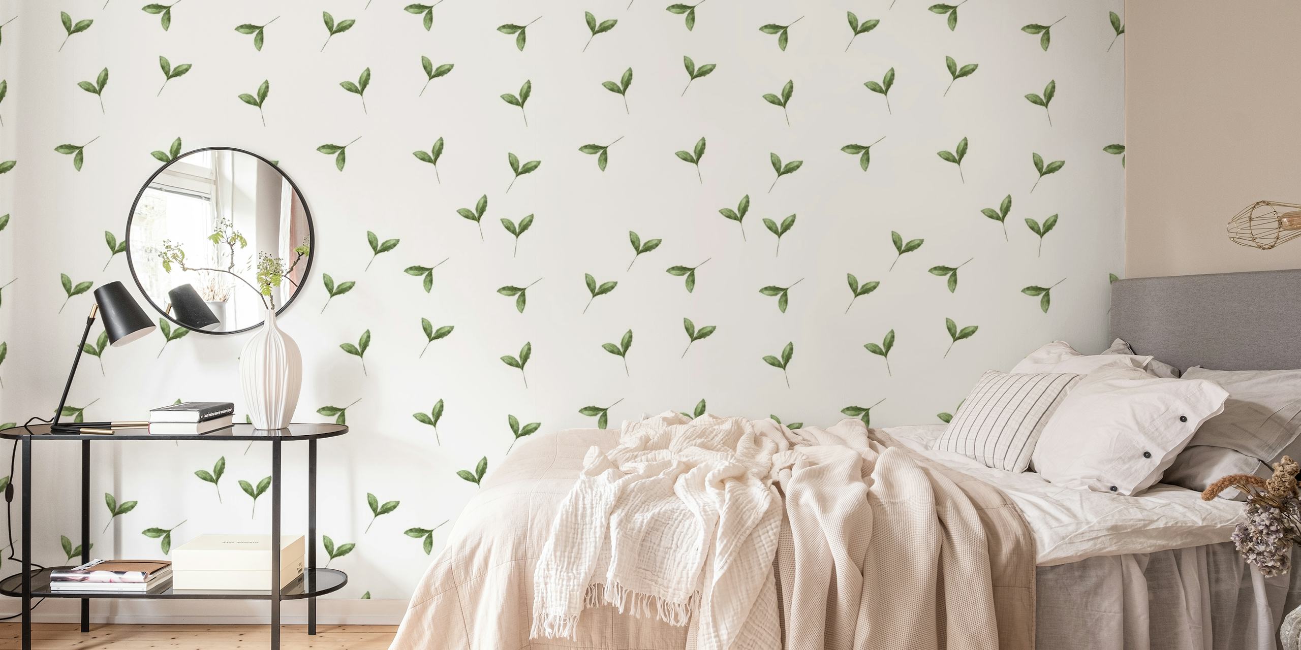 Romantic handrawn leaves wallpaper