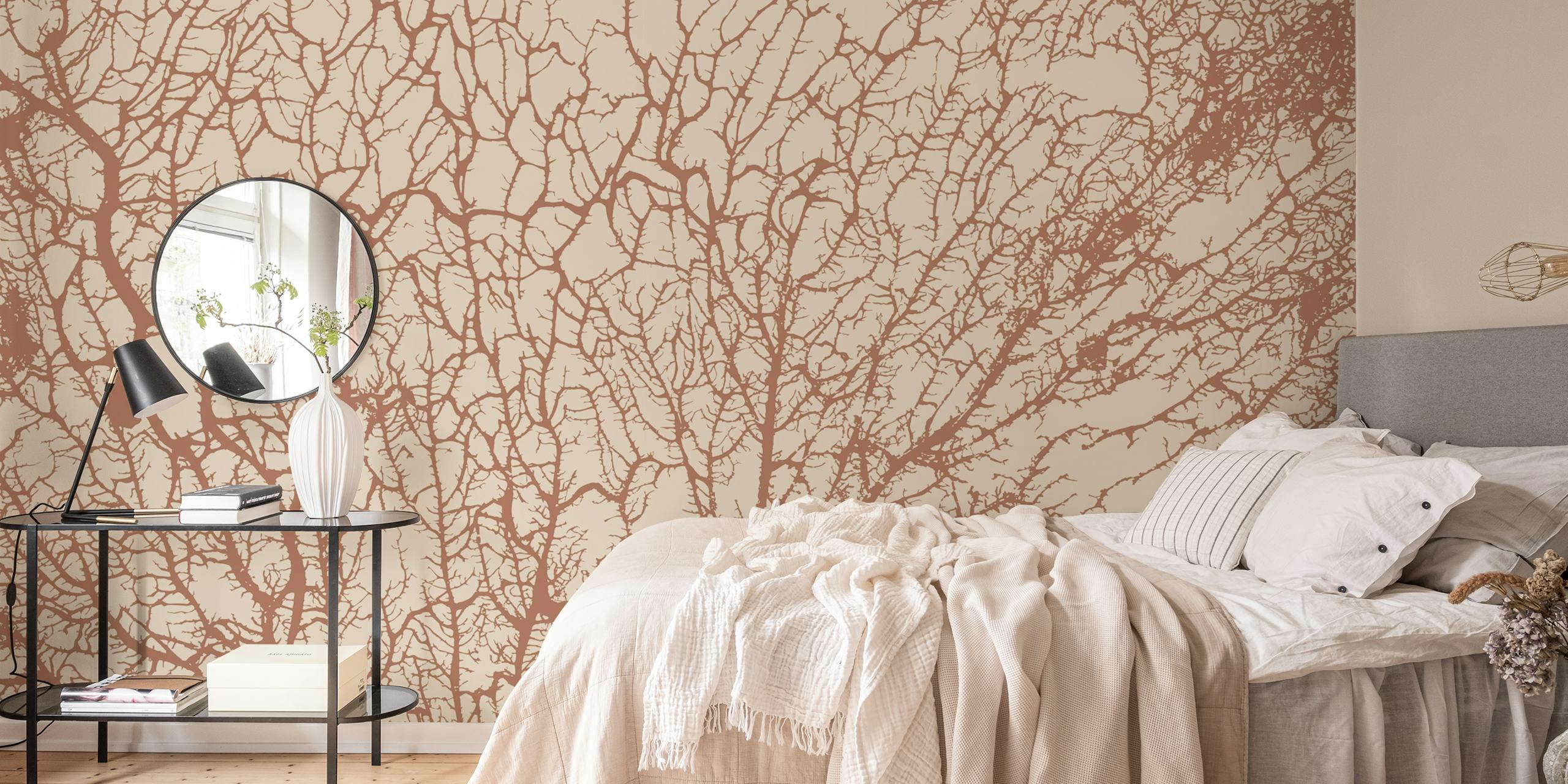 Carta da parati Beige caldo e Brown Tree Branch