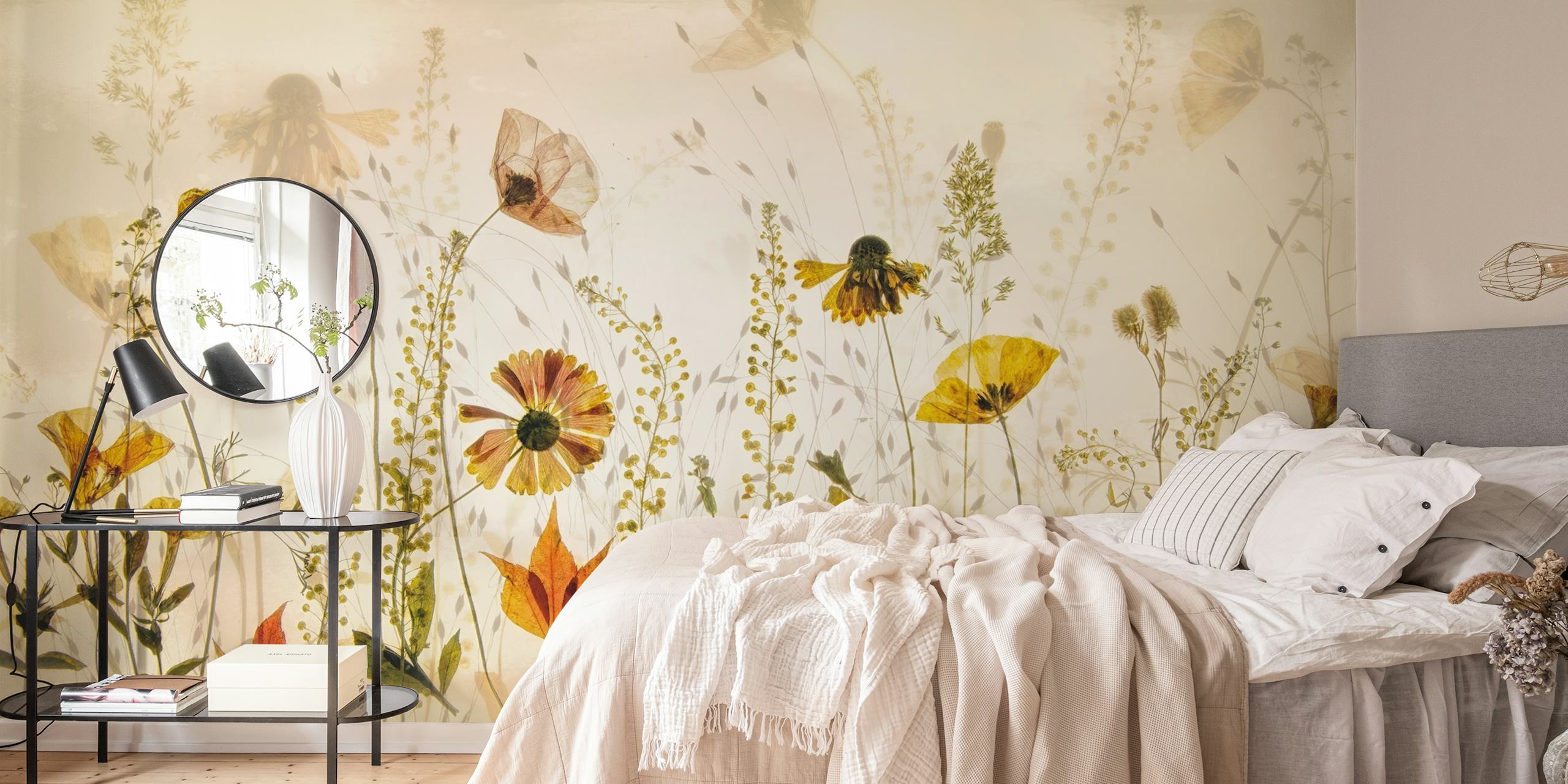 Design della carta da parati floreale in una stanza
