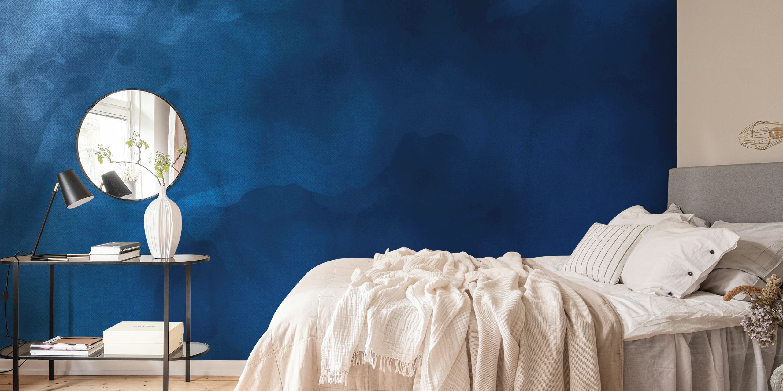 Indigo Ocean Canvas papel pintado en una habitación