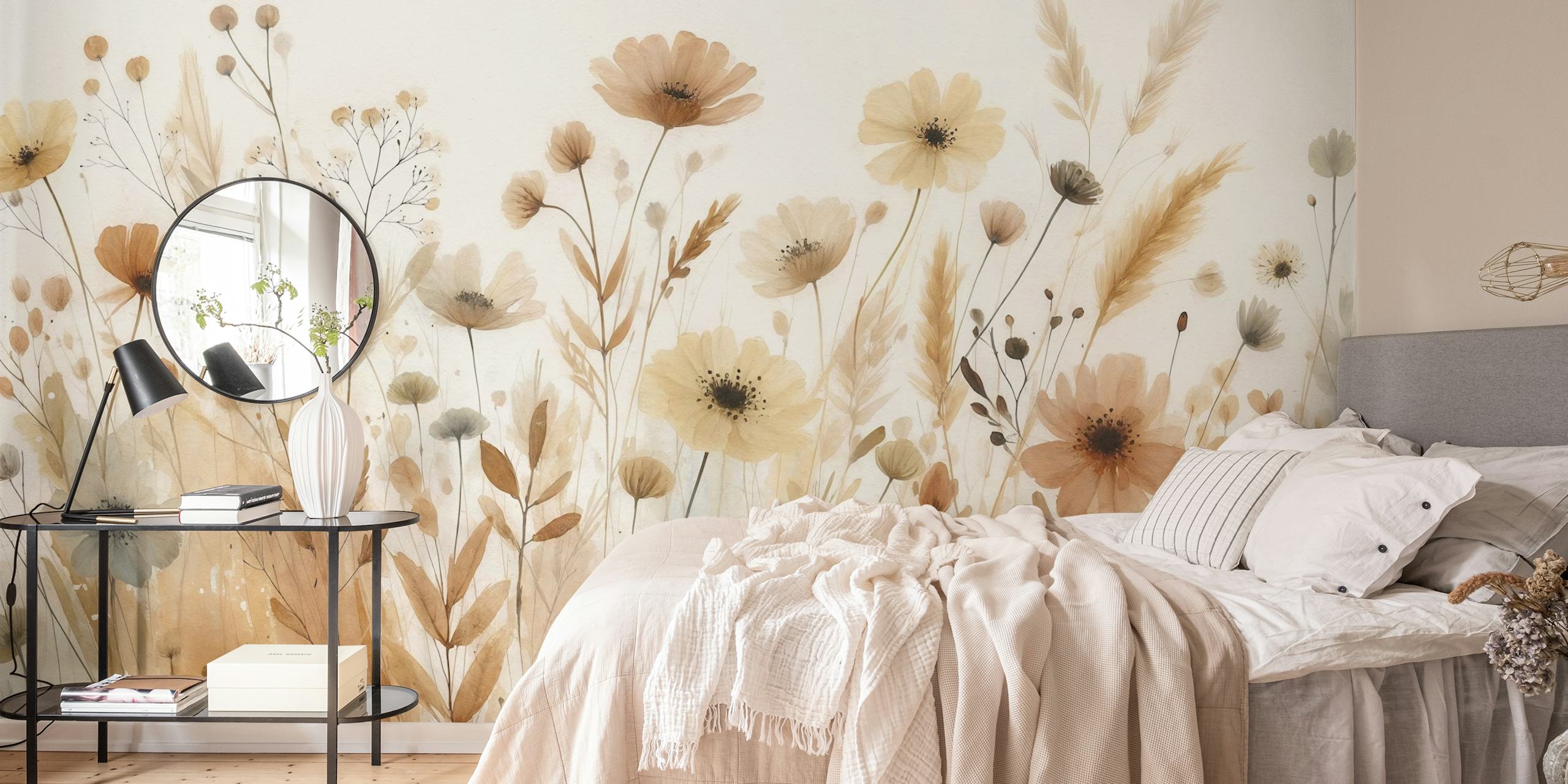 Φλοράλ σχέδιο ταπετσαρίας σε ένα δωμάτιο