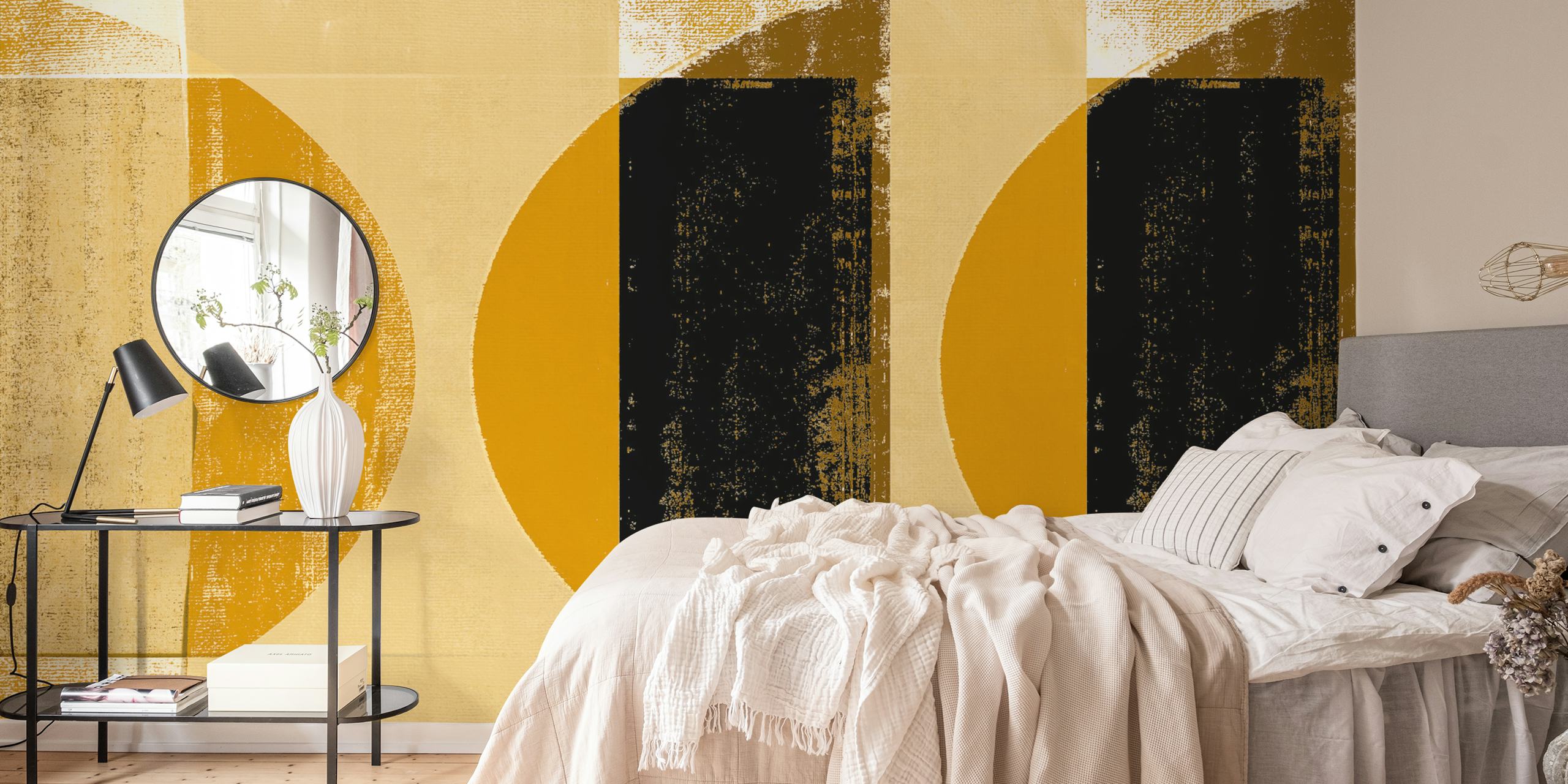 Rustic Vintage Gold Geometry wallpaper in a room