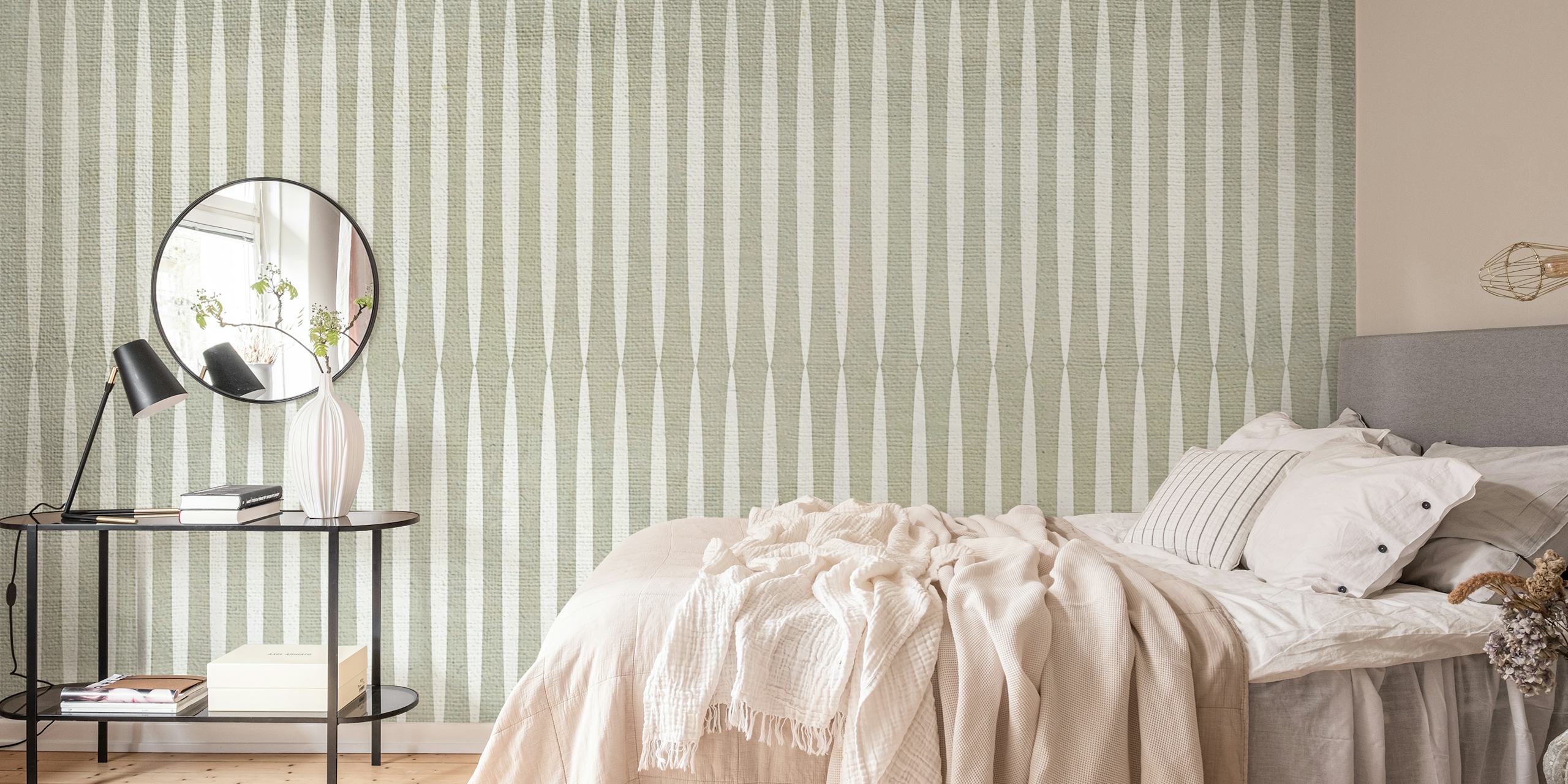 Elegant grey and white striped wallpaper with a textured look