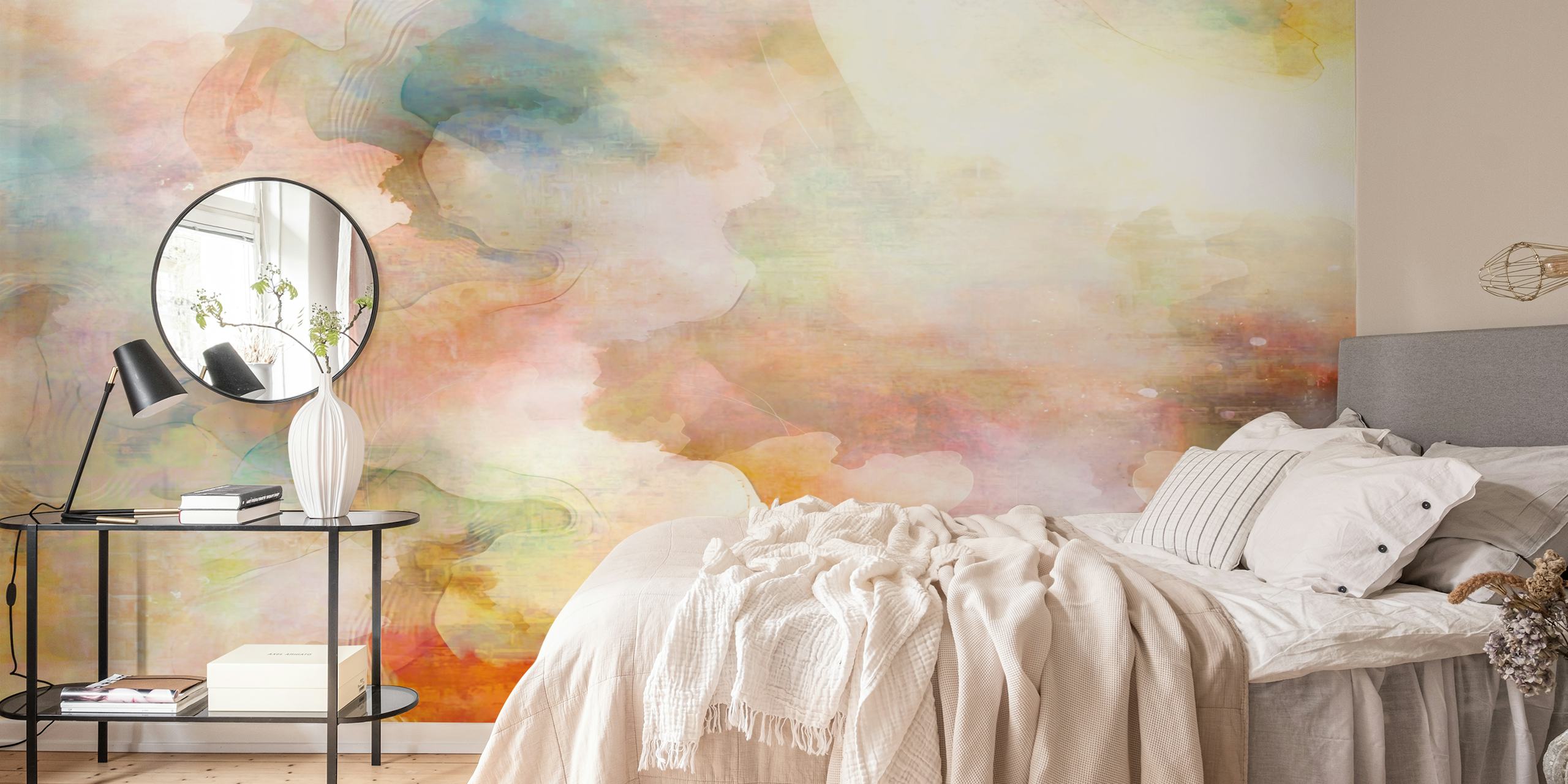 Abstract Pastel Dreamscape wallpaper in a room