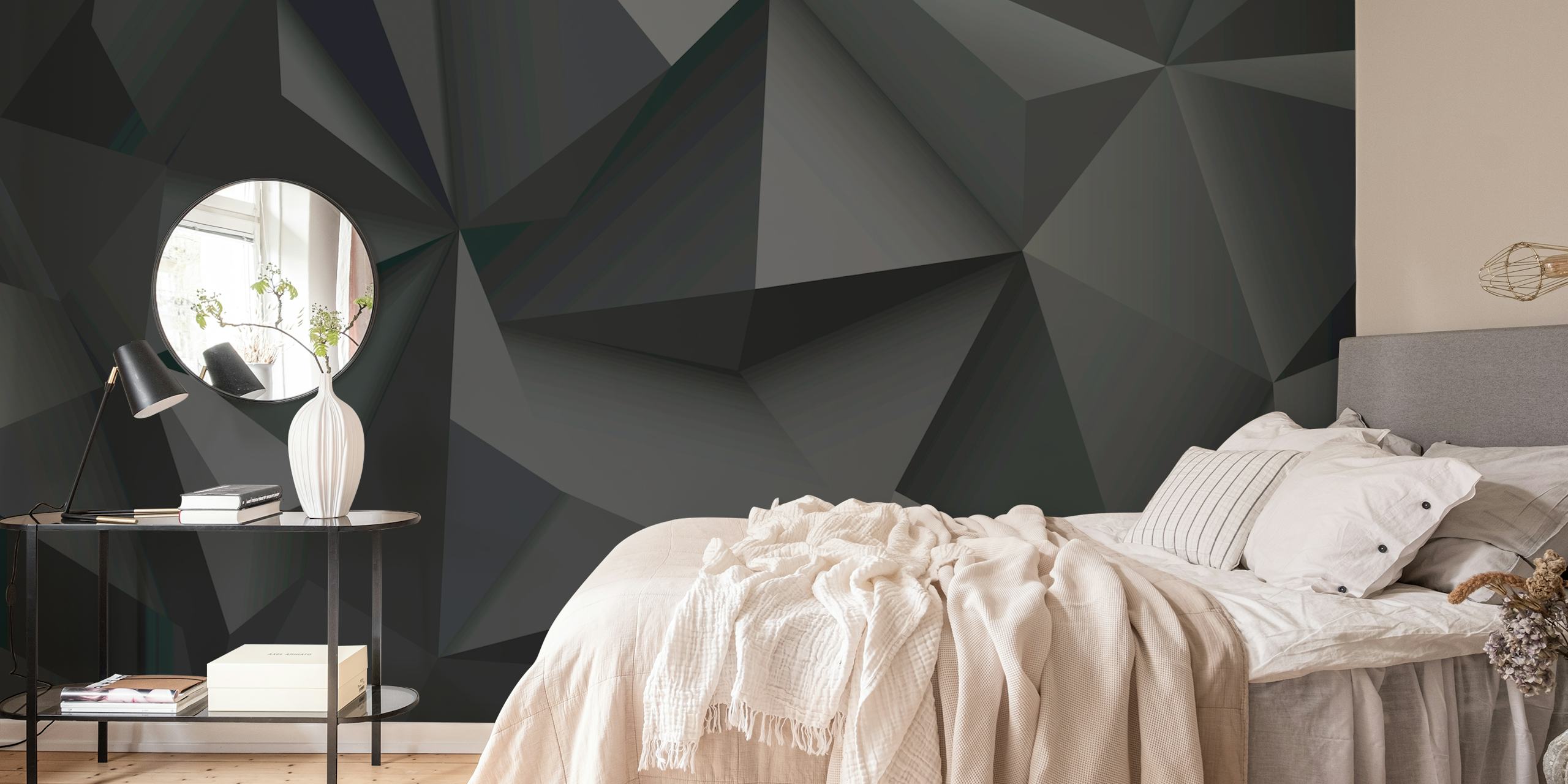 Geometric Monochrome Mosaic tapet i ett rum