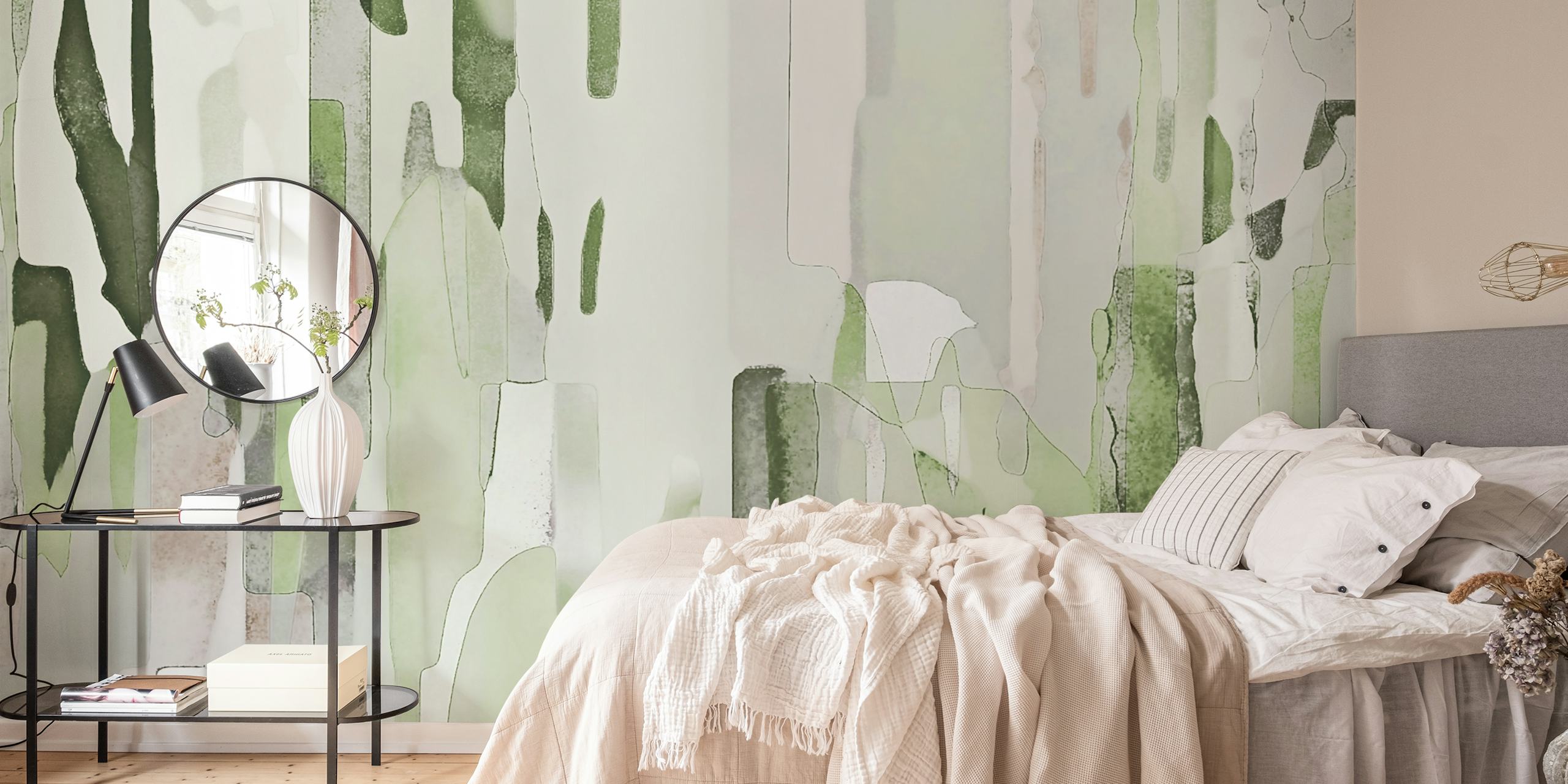 Verdant Watercolor behang in een kamer