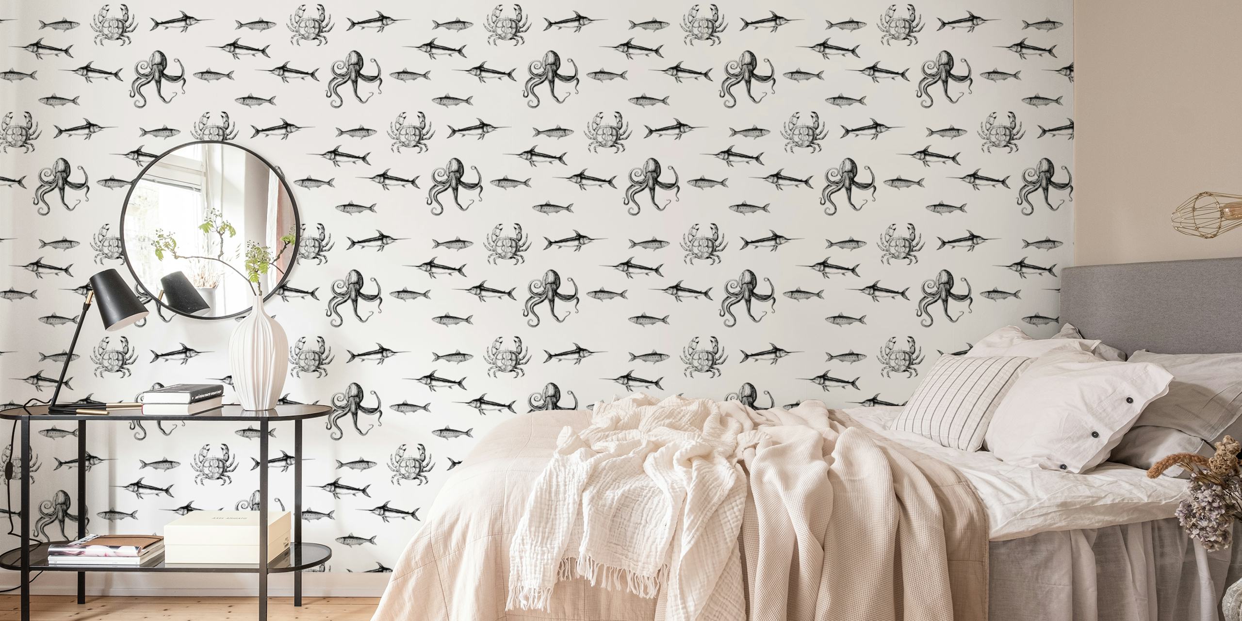Sea Creature Chic wallpaper in a room setting
