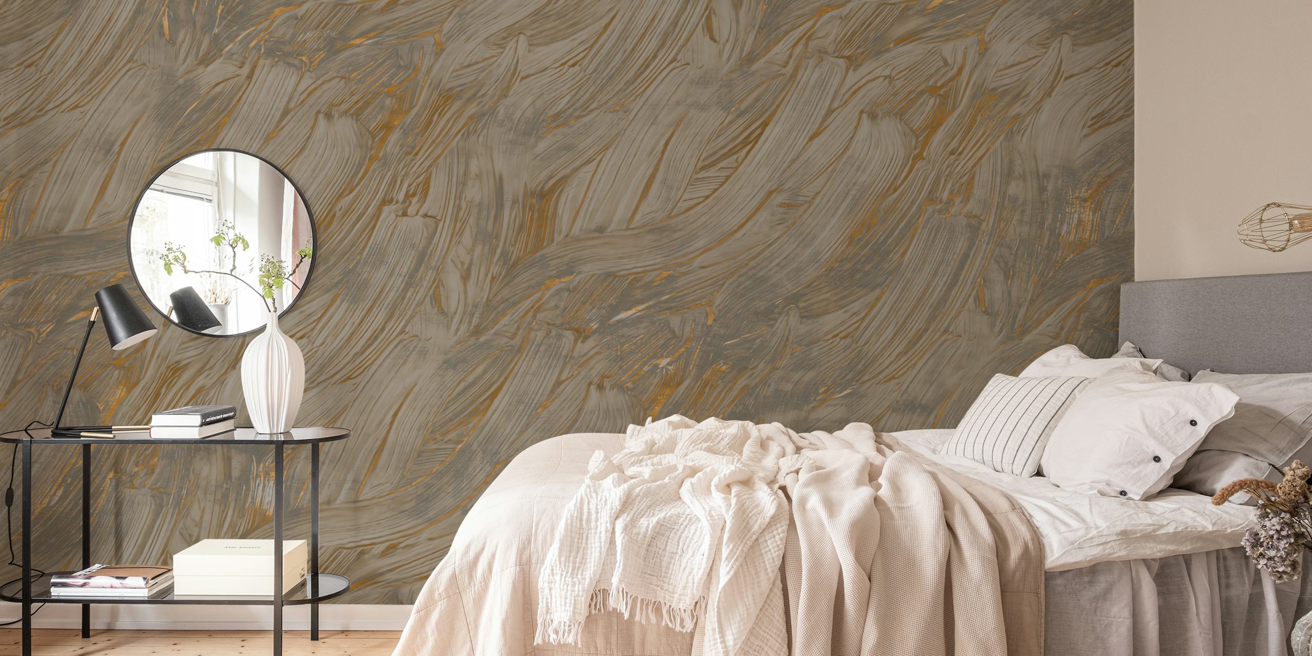Luxury Gold Strokes wallpaper in a room