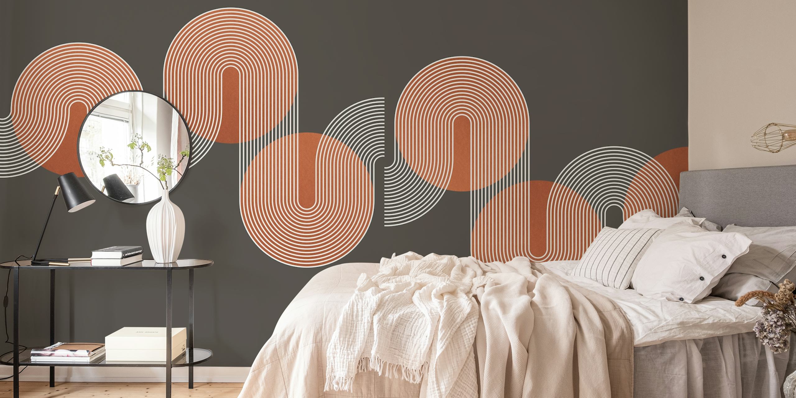 Copper Curvy Bauhaus Luxury wallpaper in a room