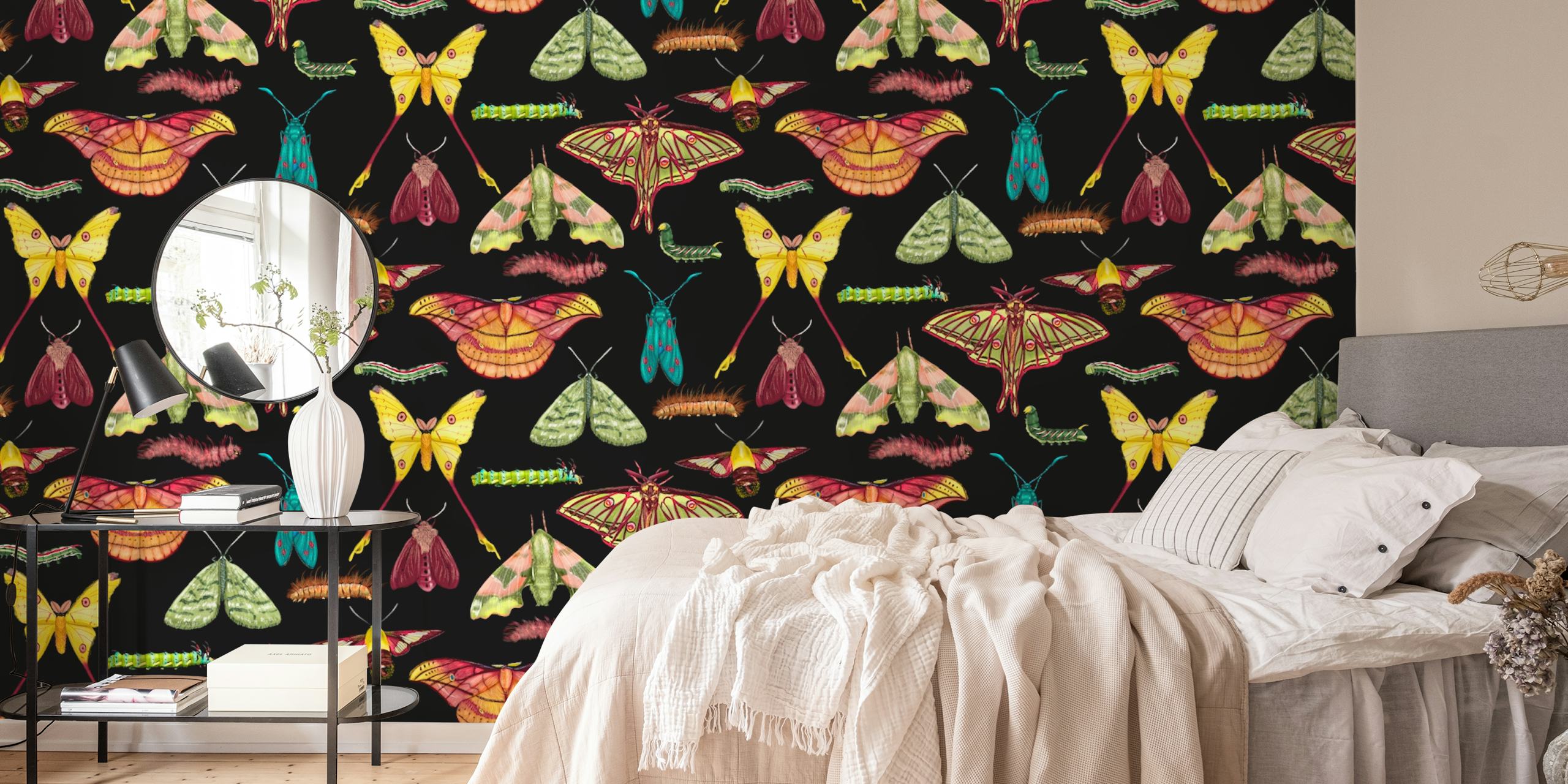Moths Metamorphosis Montage wallpaper in a room