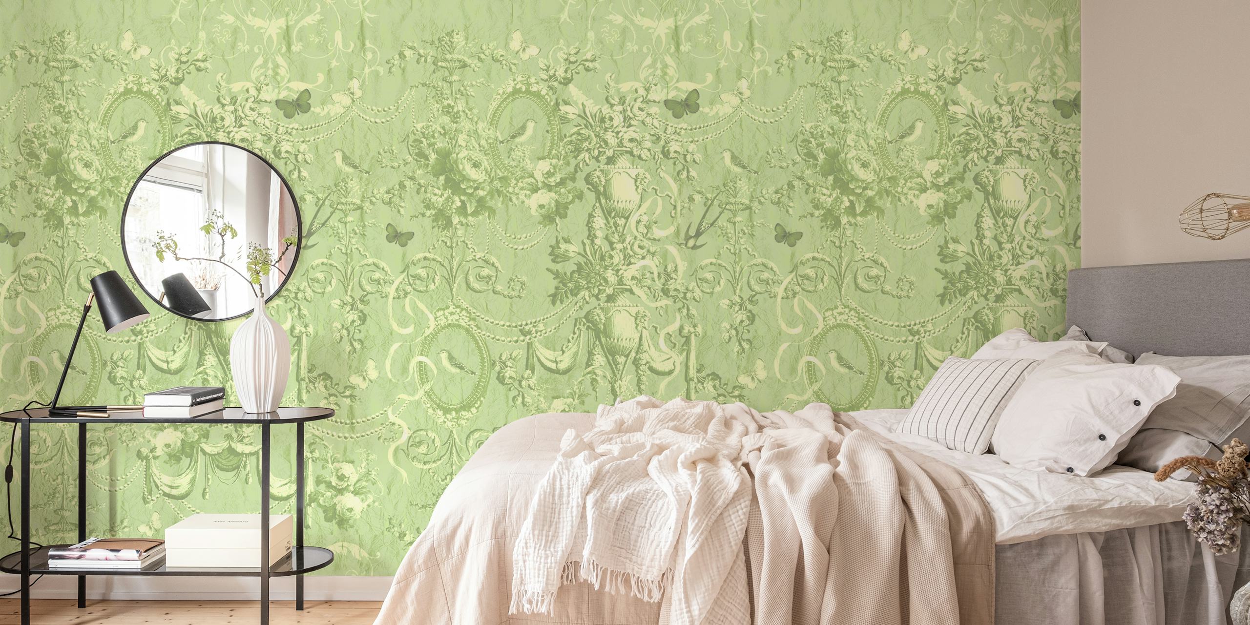 Pistachio Verdant Classic Art wallpaper in a room