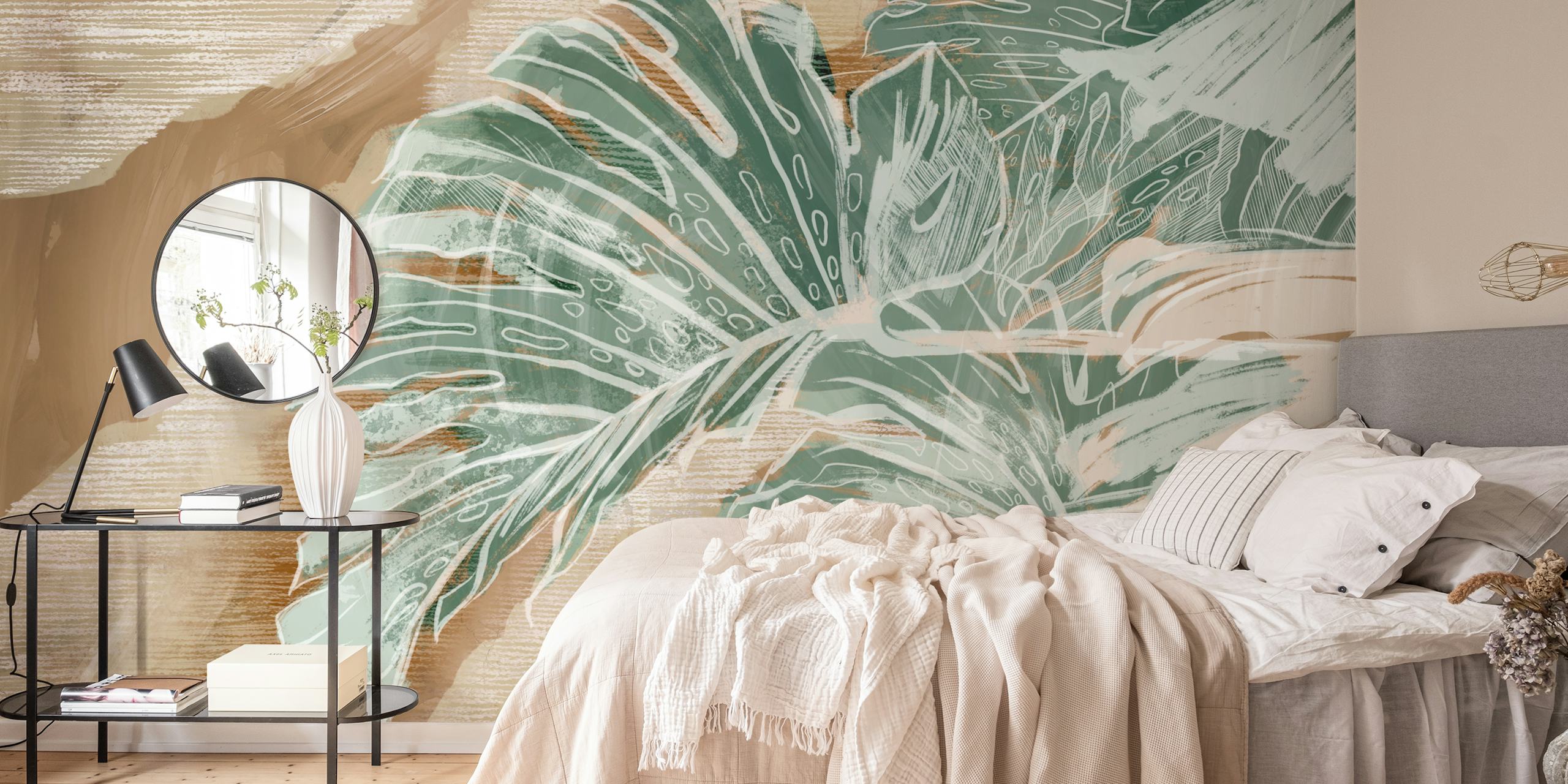 Abstract tropics 2 wallpaper in a room