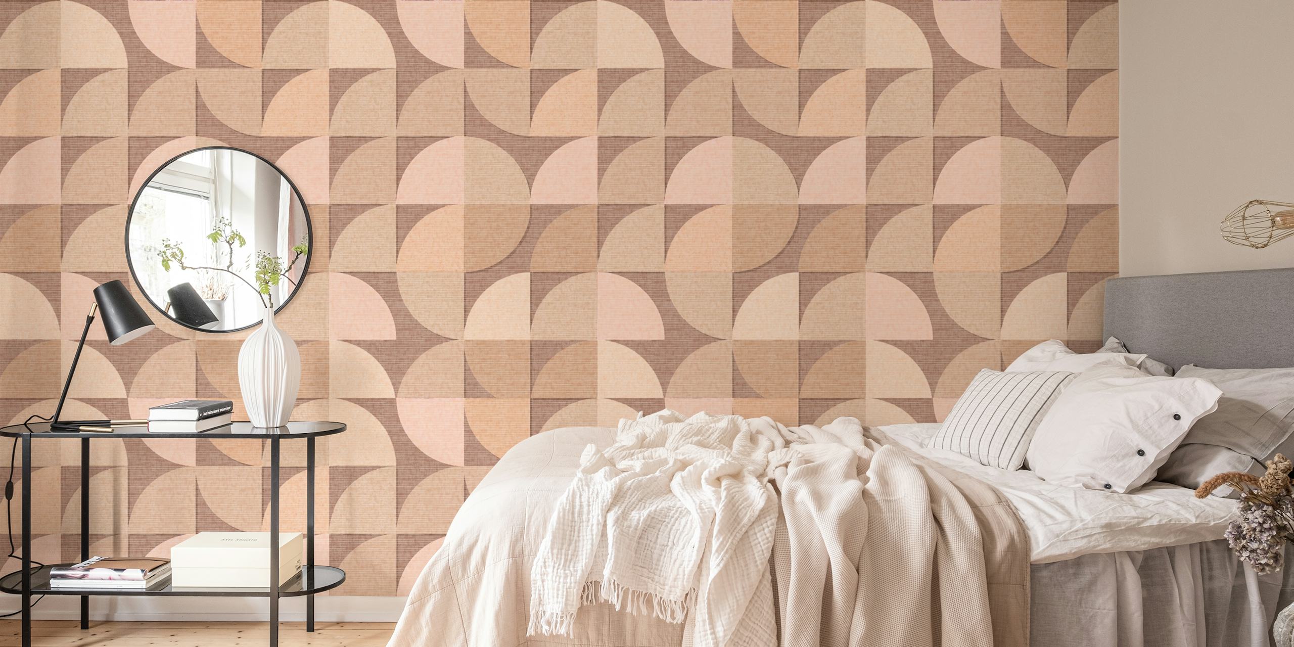 Mid century retro geometry wallpaper in a room