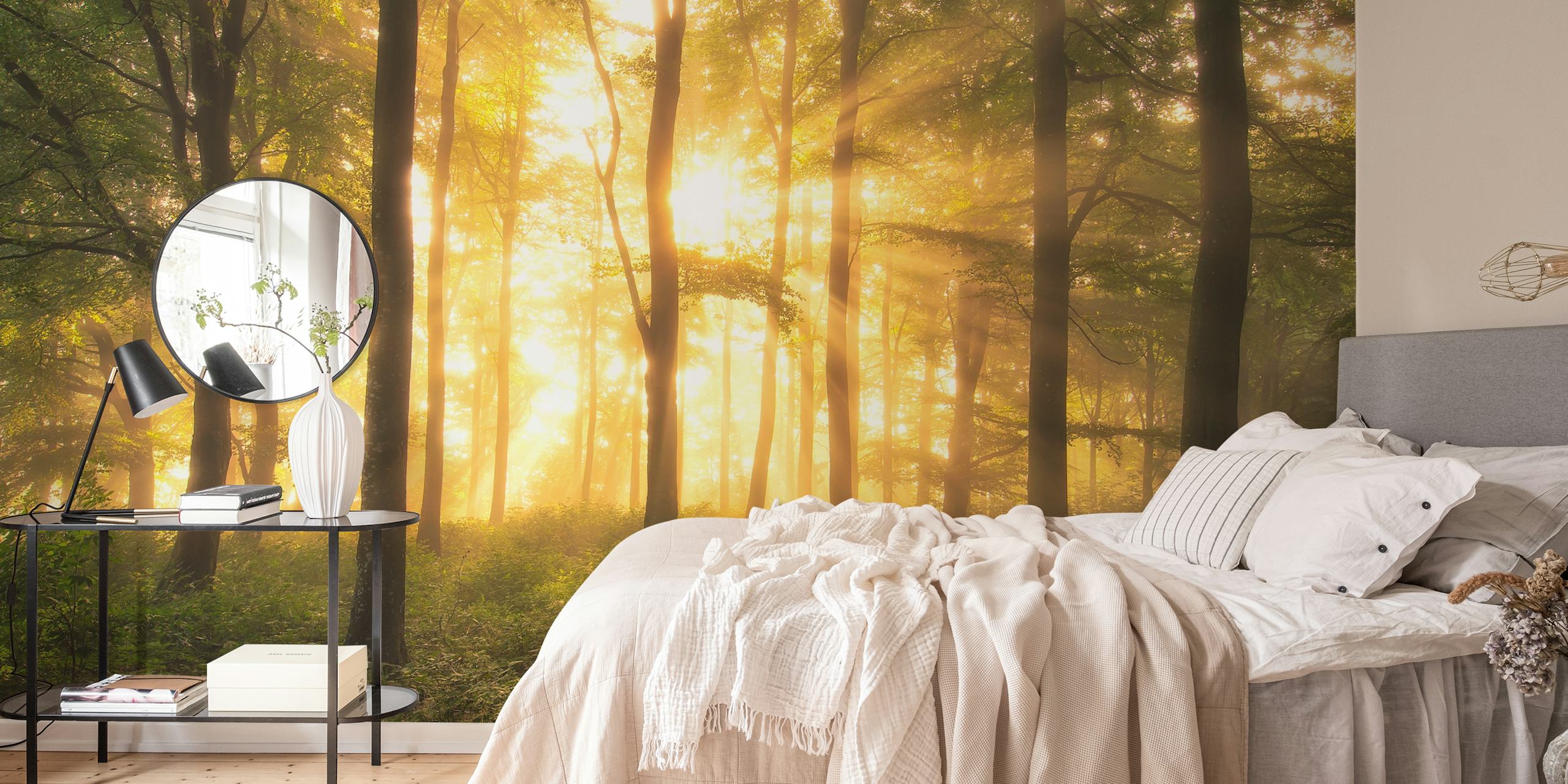 Beautiful nature wallpaper in a room