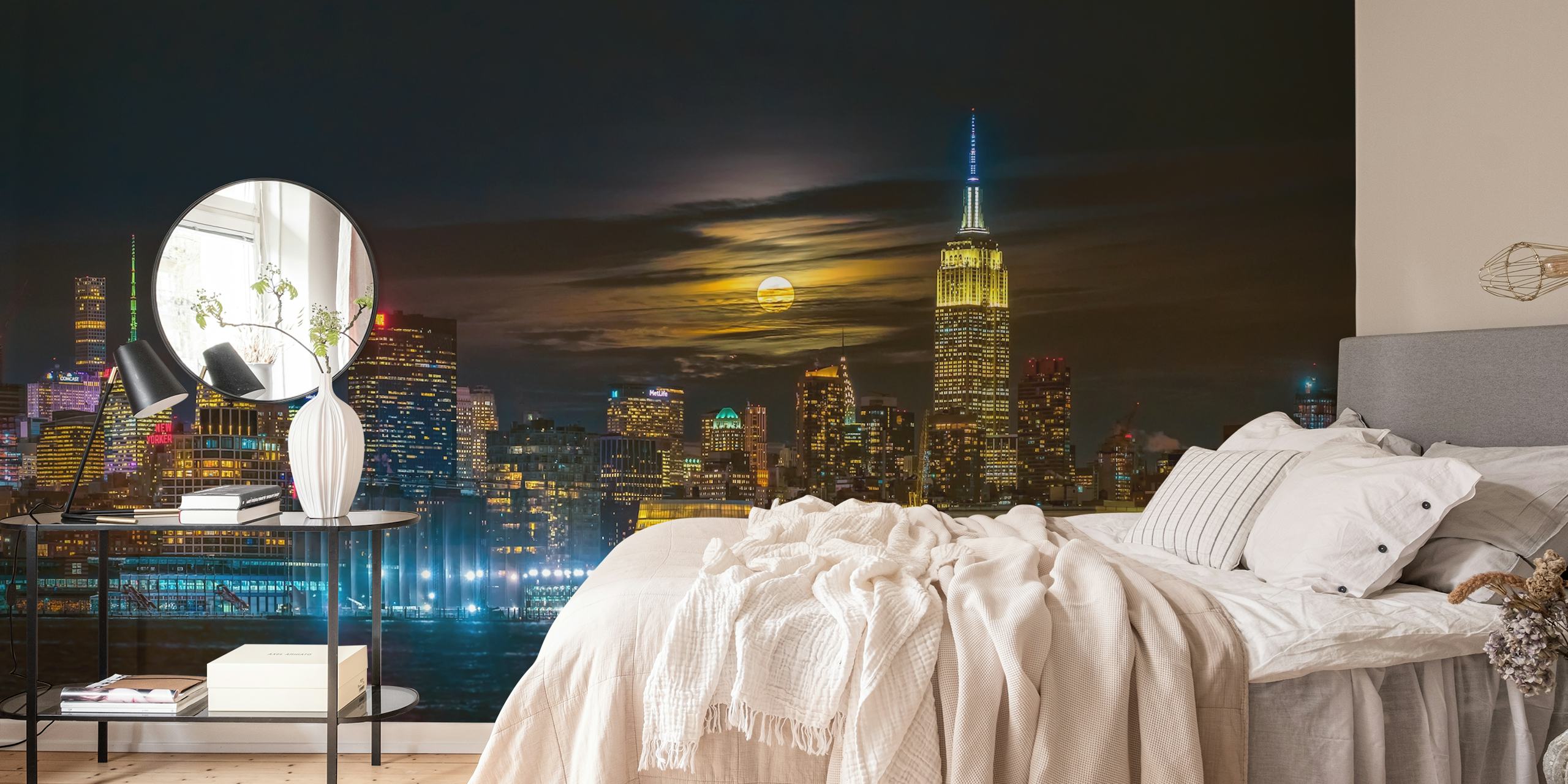 Super Blue Moon over New York City skyline