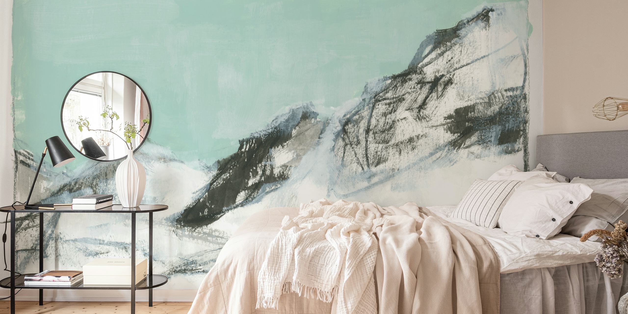 White Mountains Print No1 tapetti huoneessa