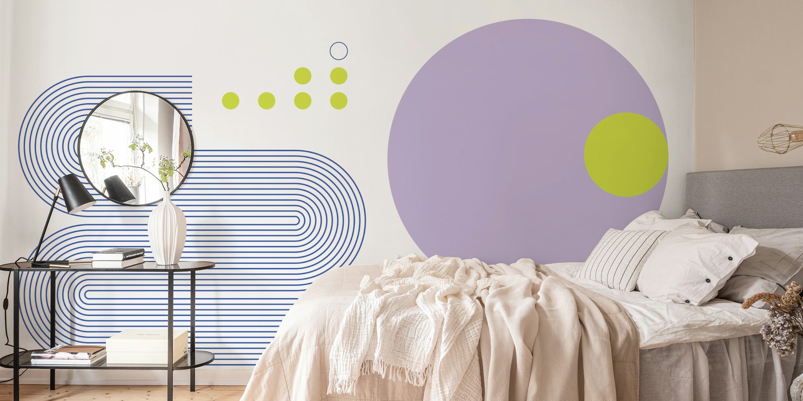 Bold Bauhaus Geometry wallpaper in a modern room