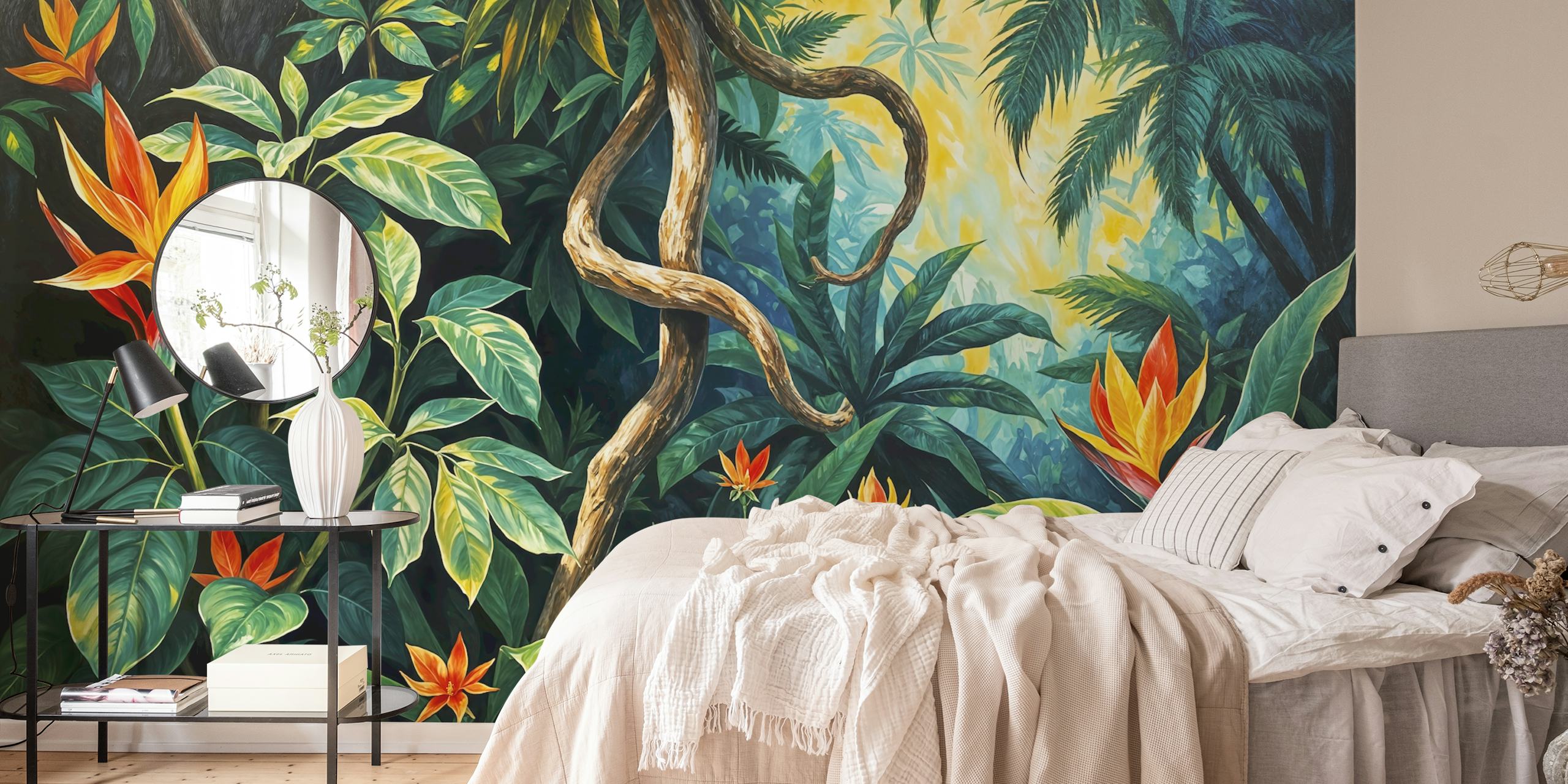 Tropical Jungle Paradise papier peint dans une pièce