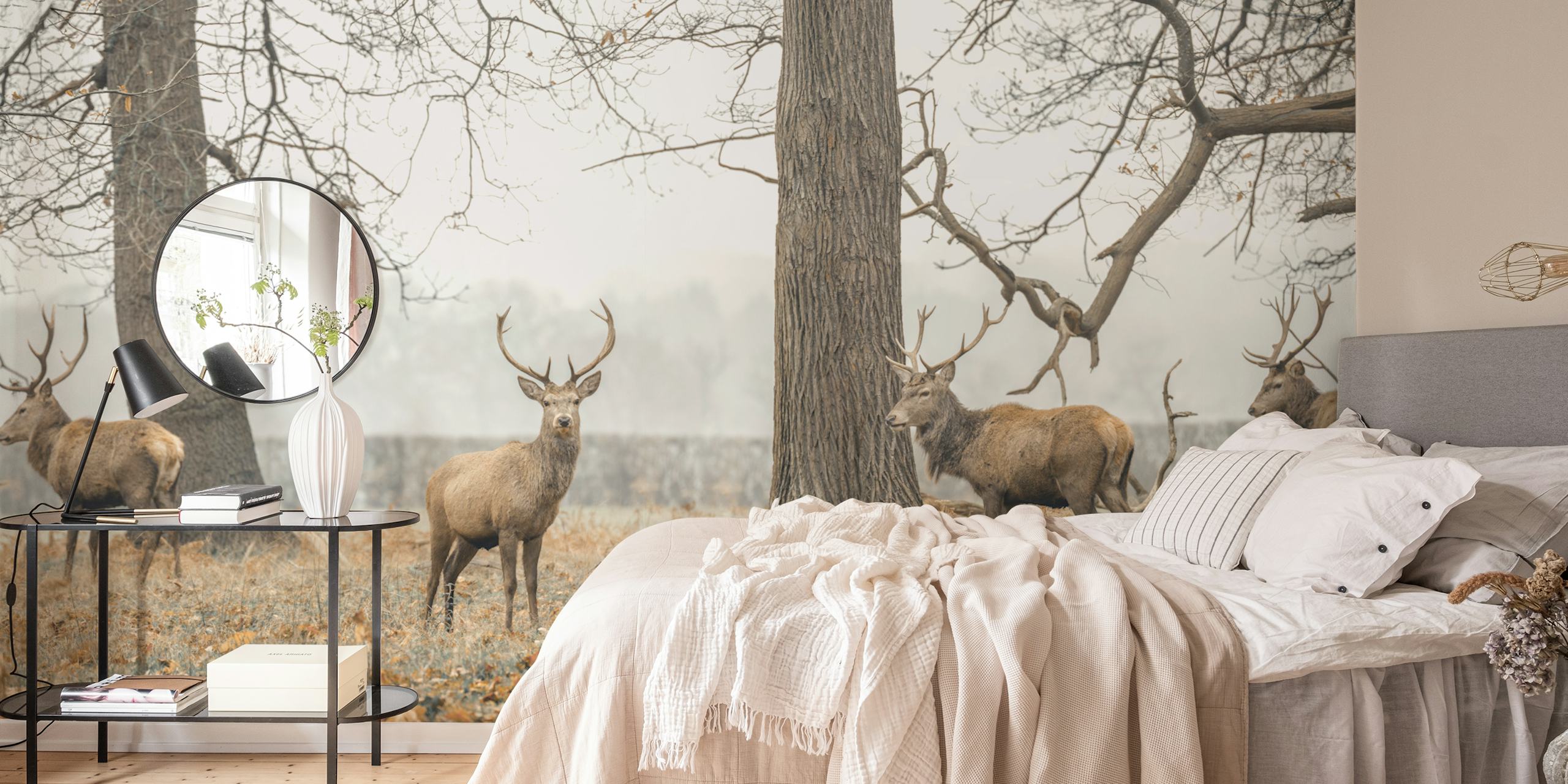 Ταπετσαρία Majestic Woodland Stags σε σαλόνι