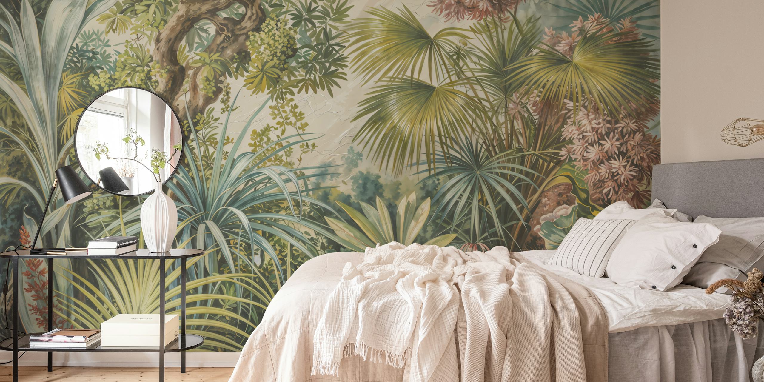 Vintage Tropical Forest-tapetti huoneessa