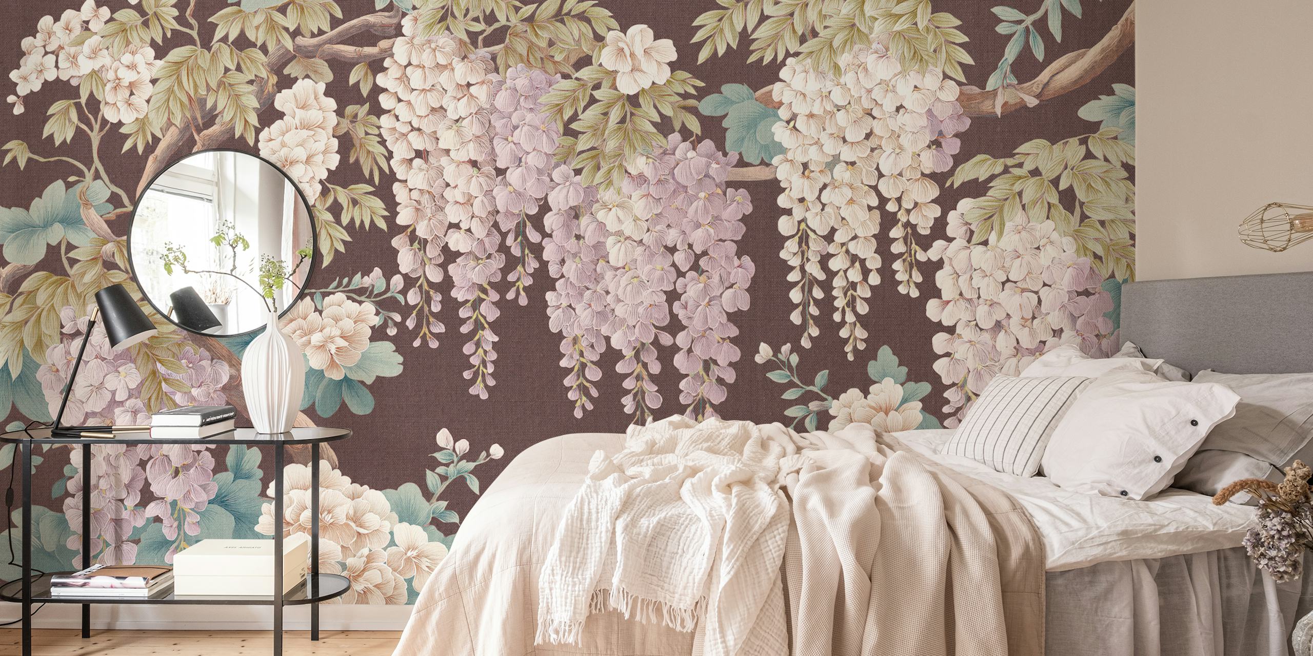 Imperial Wosteria Art Dark Brown tapet i et rom