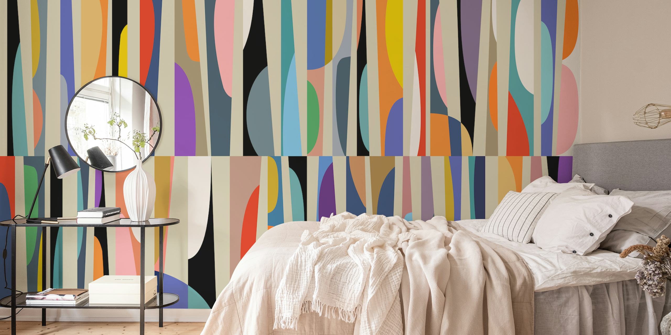 Tapeta Dynamic Color Stripes w pokoju