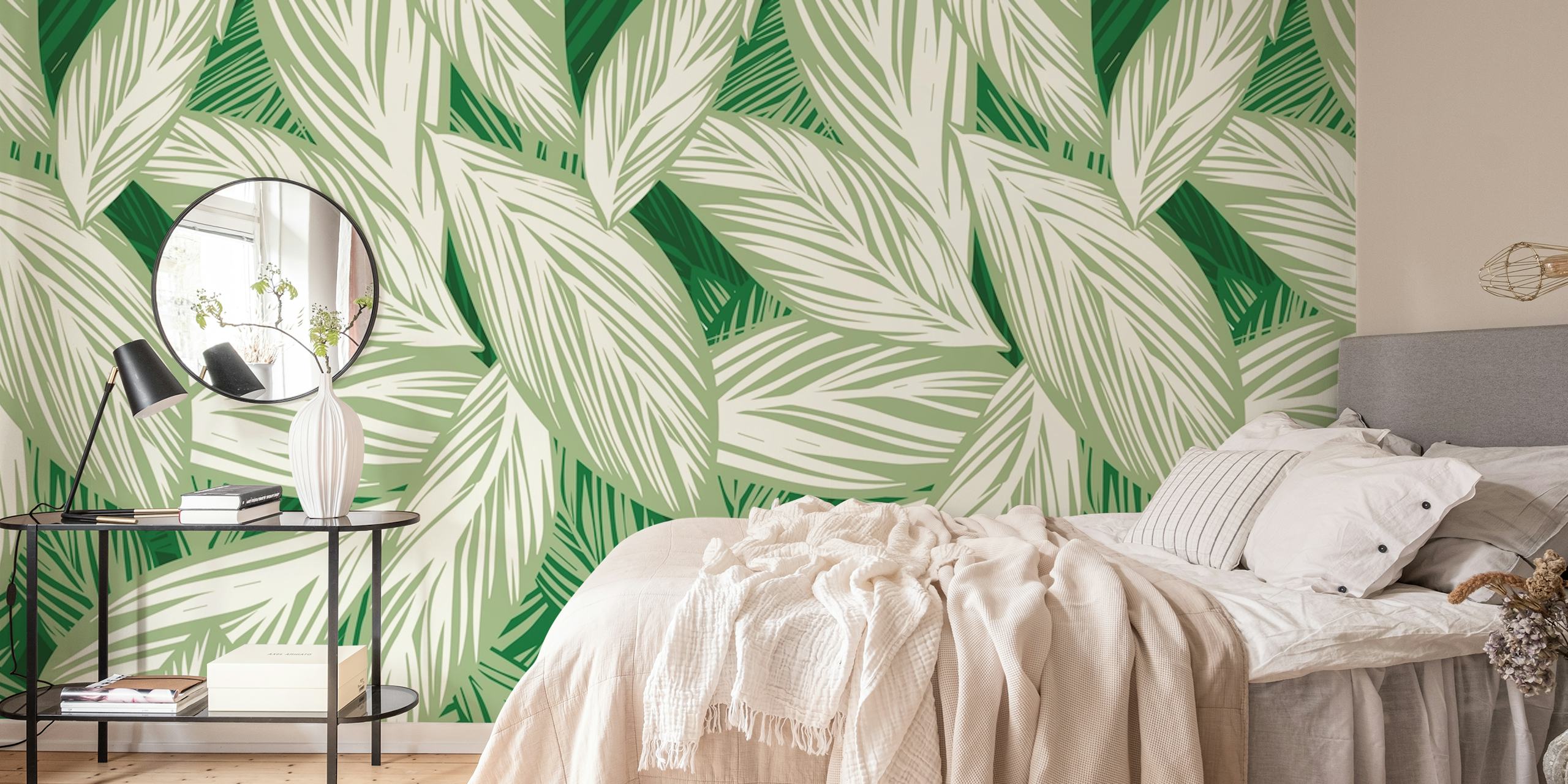 Ταπετσαρία φύλλων Lush σε ένα δωμάτιο