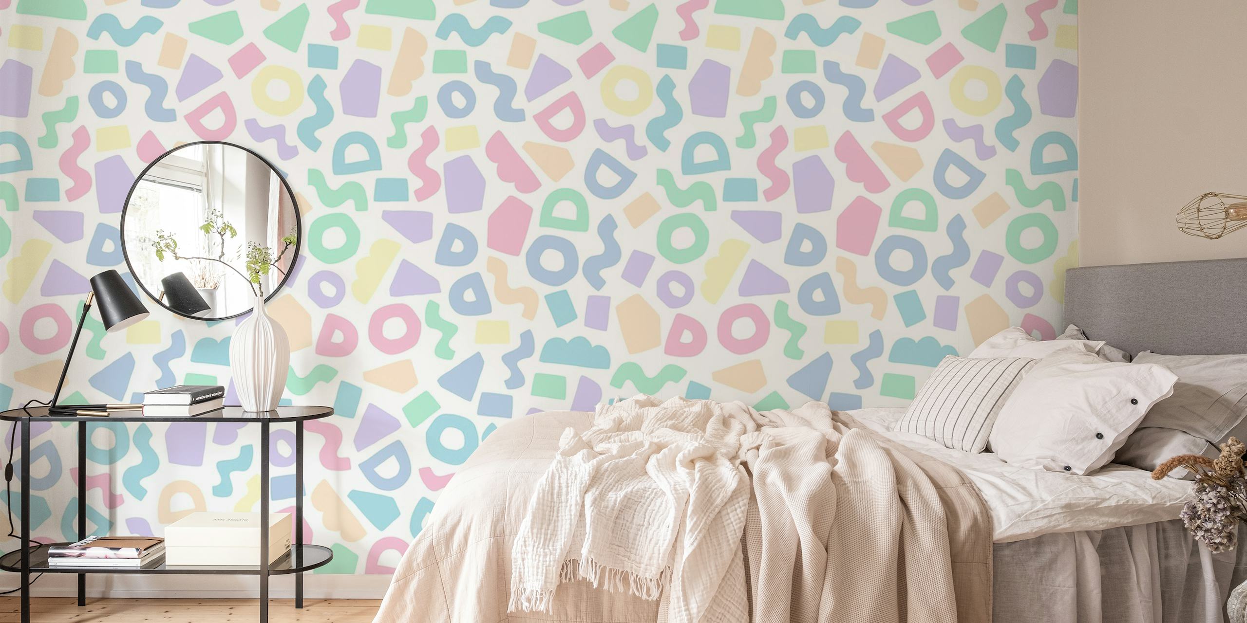 Colorful rainbow abstract shapes pattern for wall mural