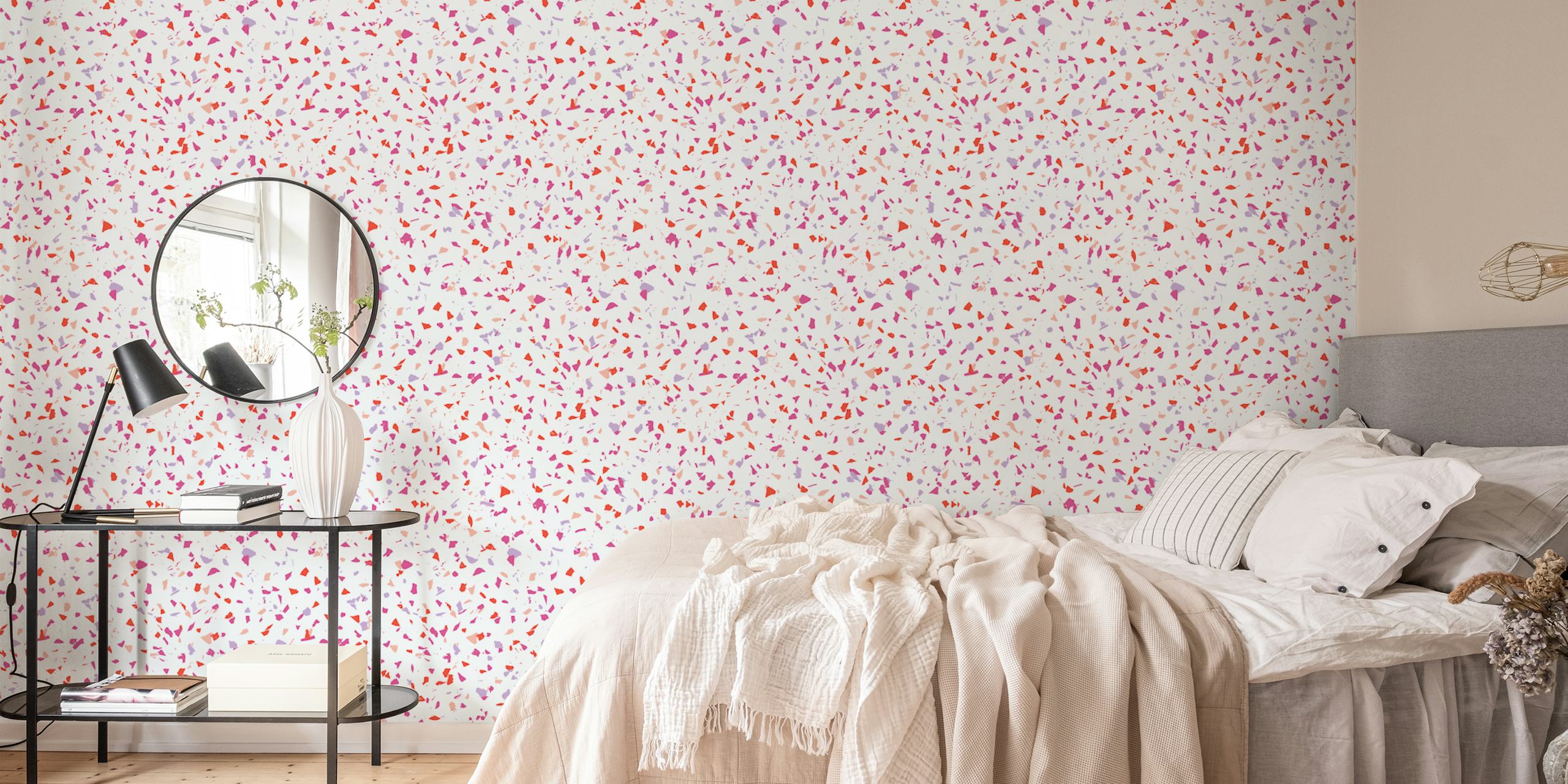 Papel tapiz Lilac Terrazzo en una habitación luminosa