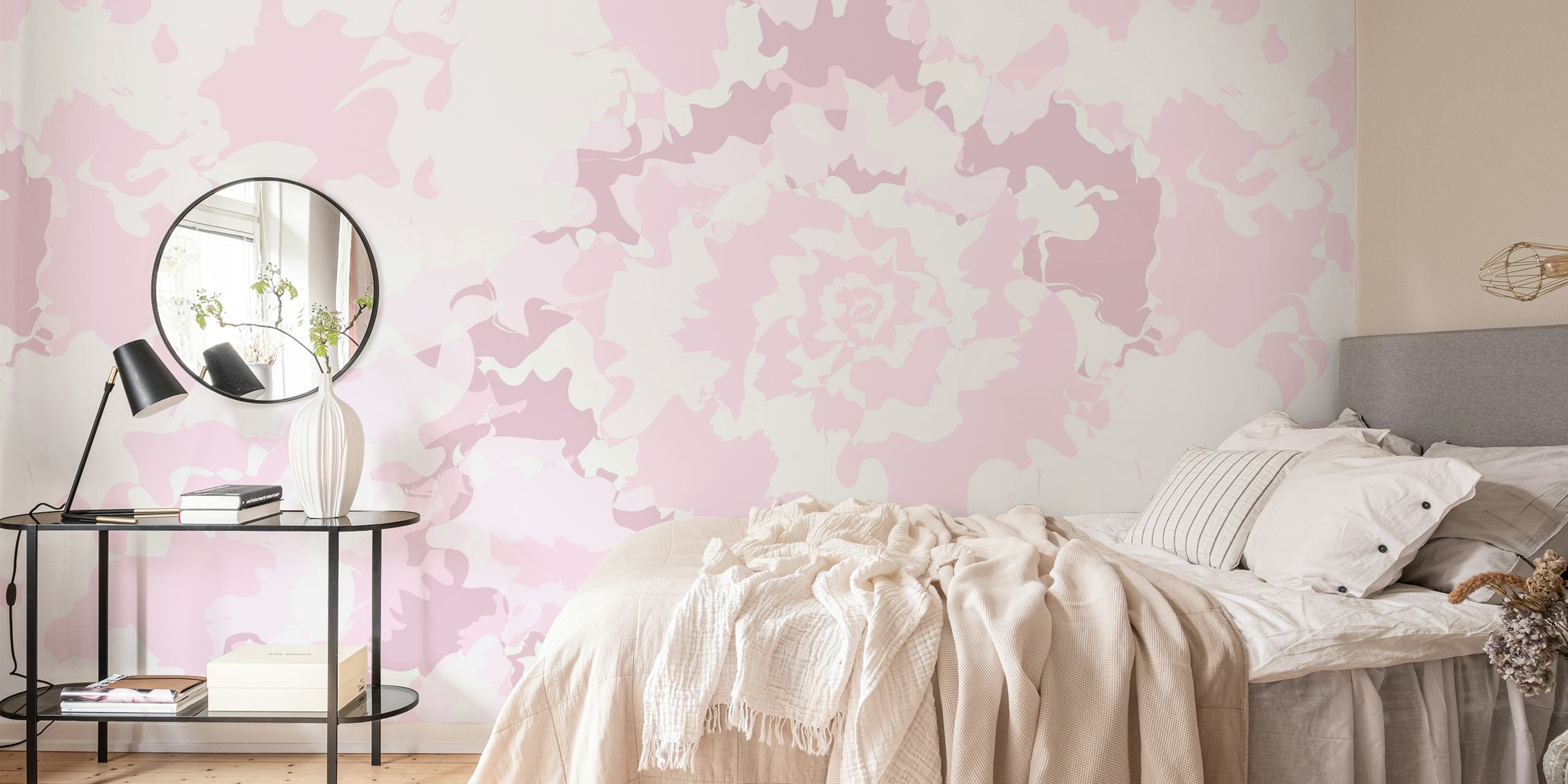 Pink Spring Marble wallpaper in a room
