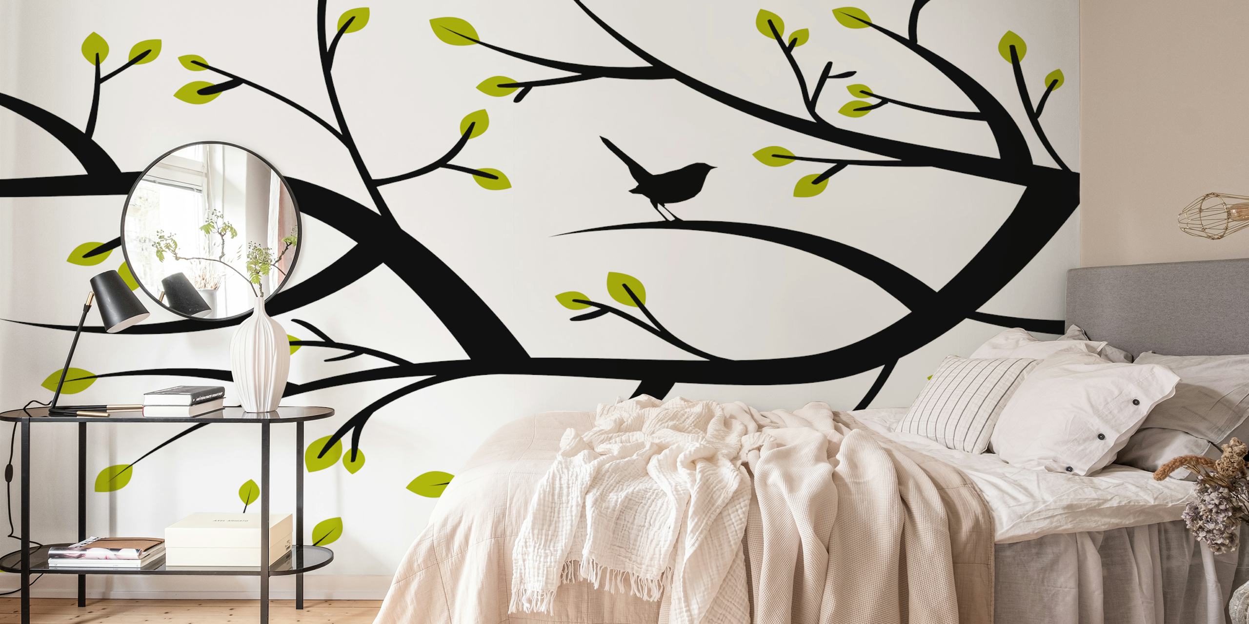 Spring Forest Tree wallpaper displayed in a room