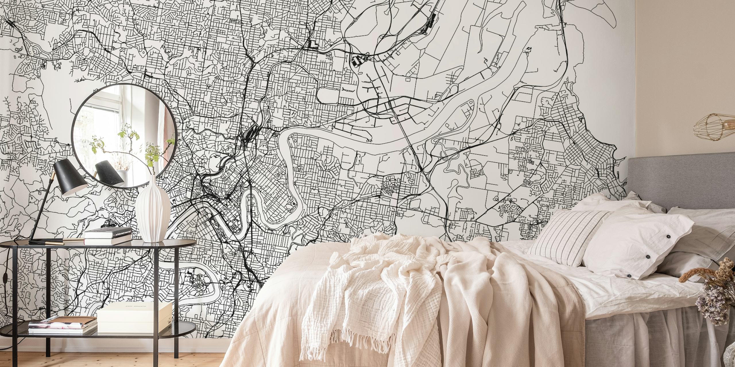 Fotomurais paisagistícos Mapa da cidade de Brisbane em preto e branco