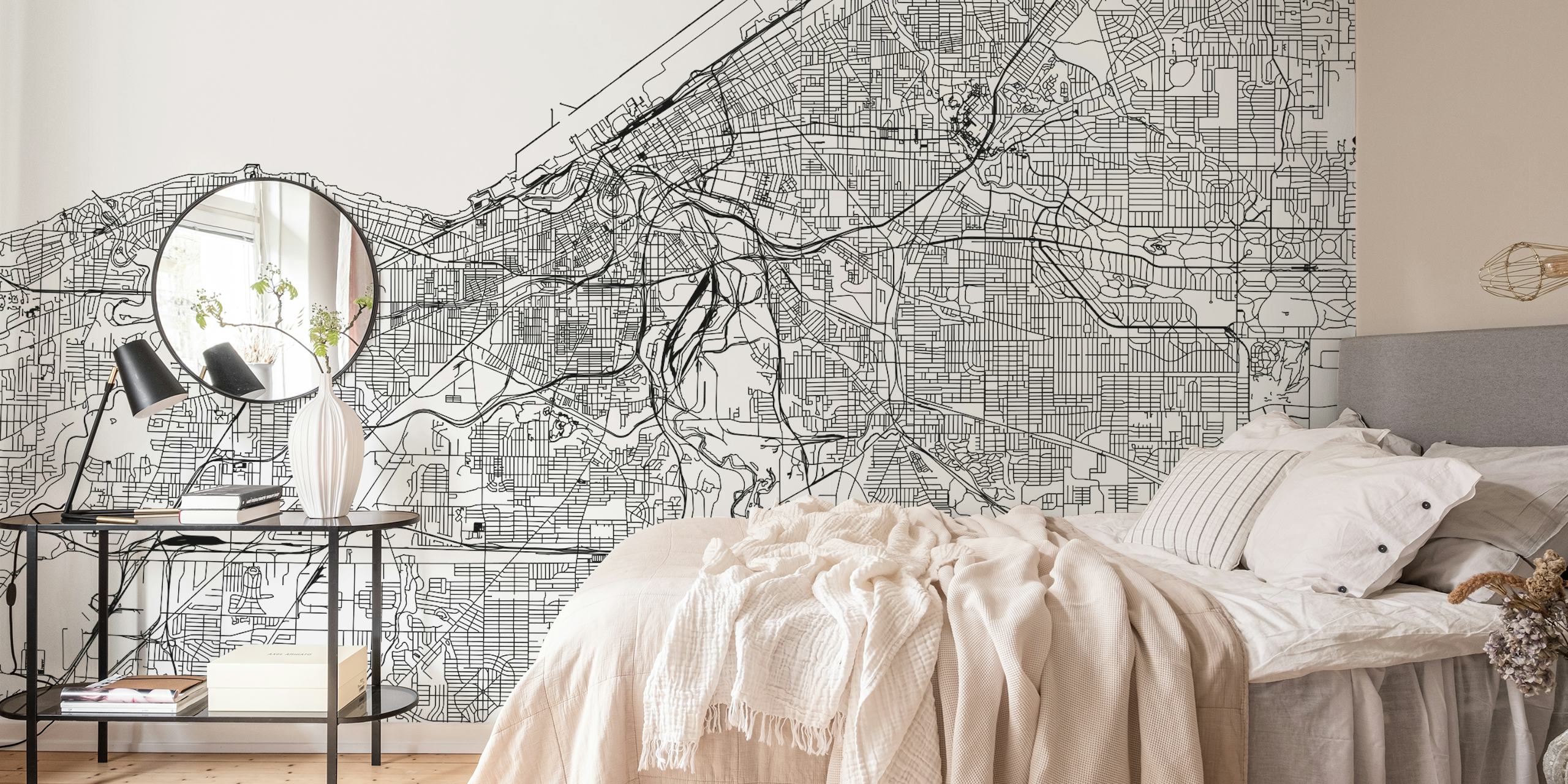 Detailed and enchanting City of Cleveland Map wallpaper for wall decor