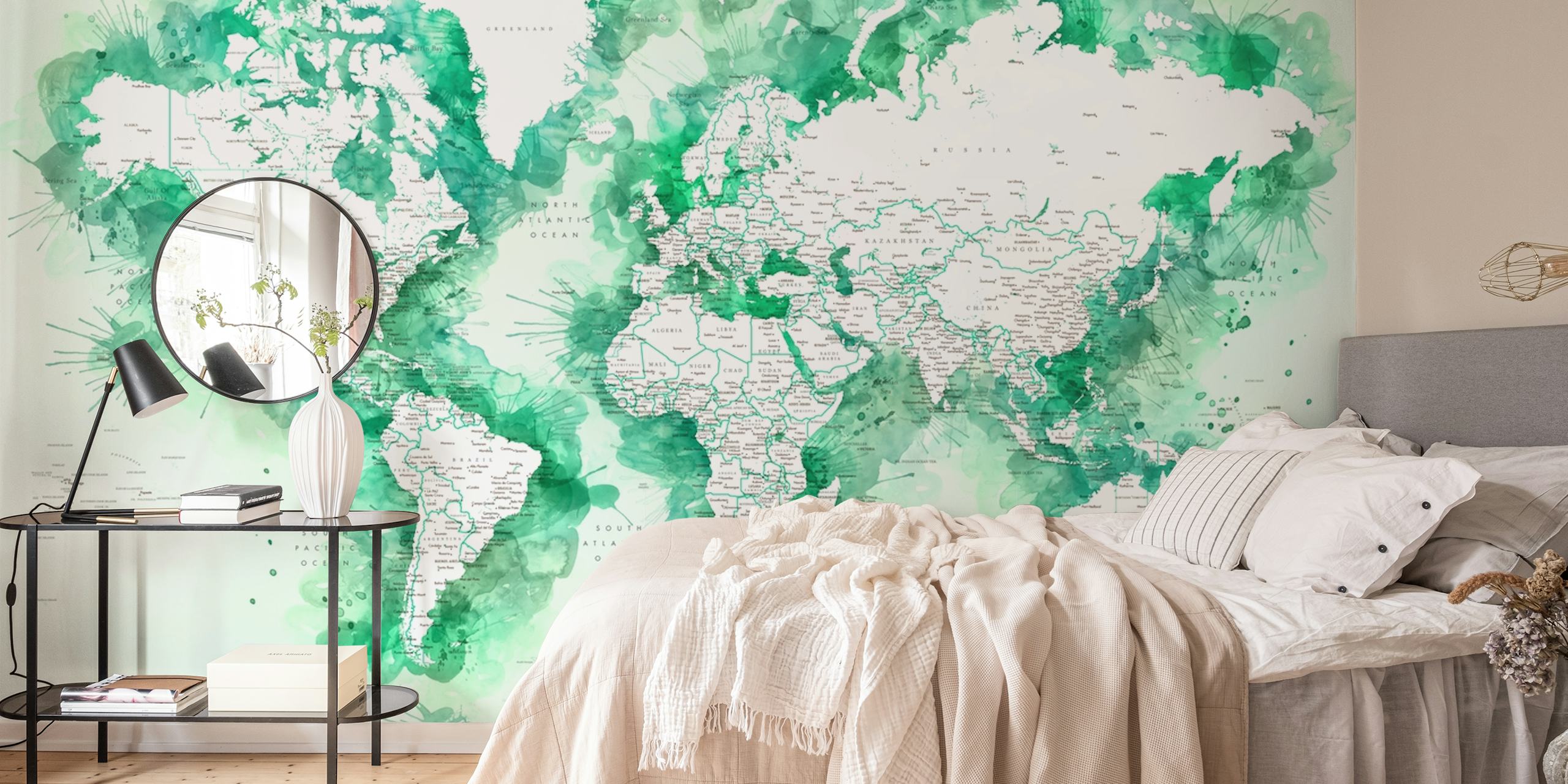 Wallpaper Detailed world map in una stanza elegante