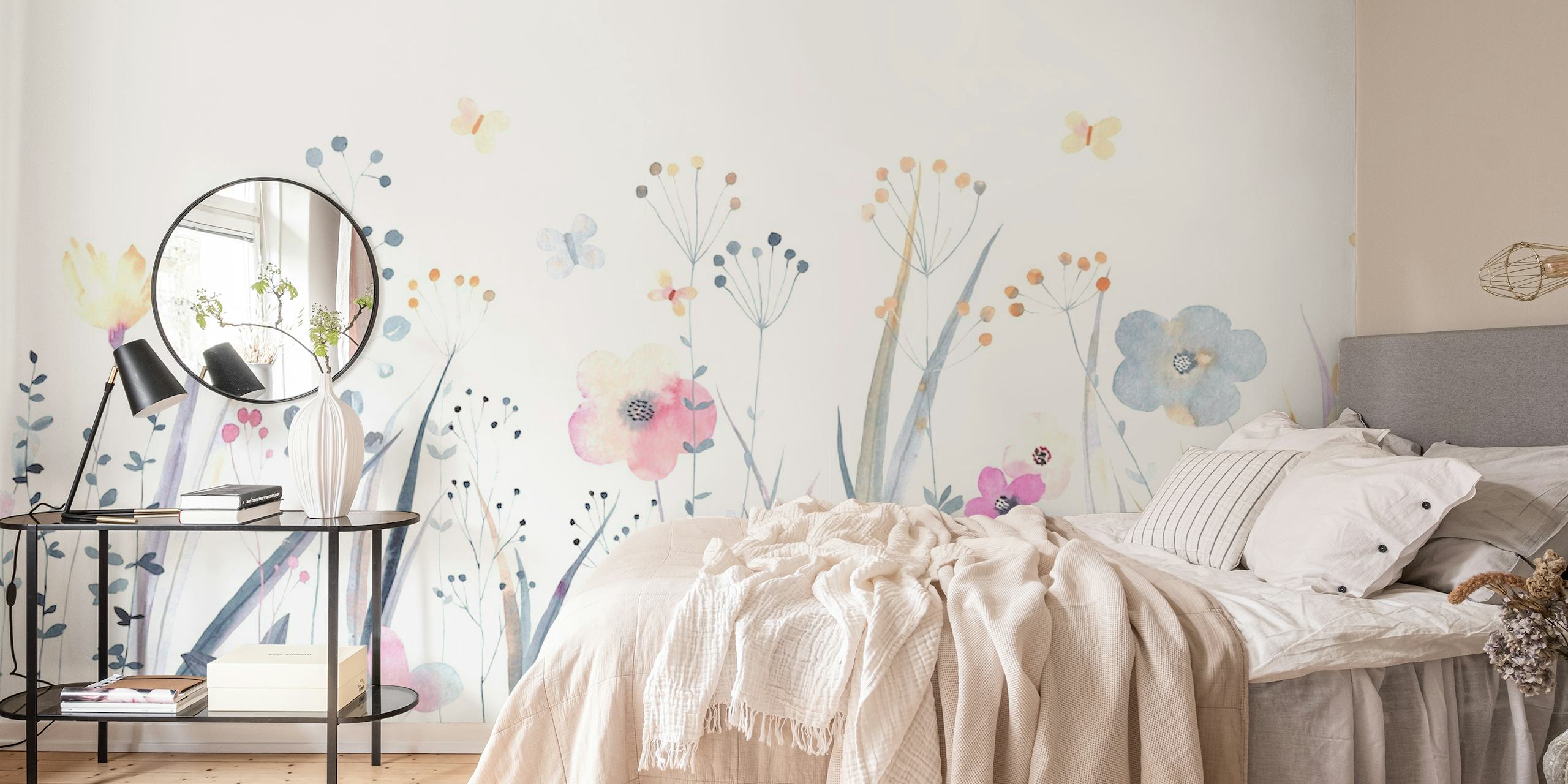 Wildflowers and butterflies wallpaper